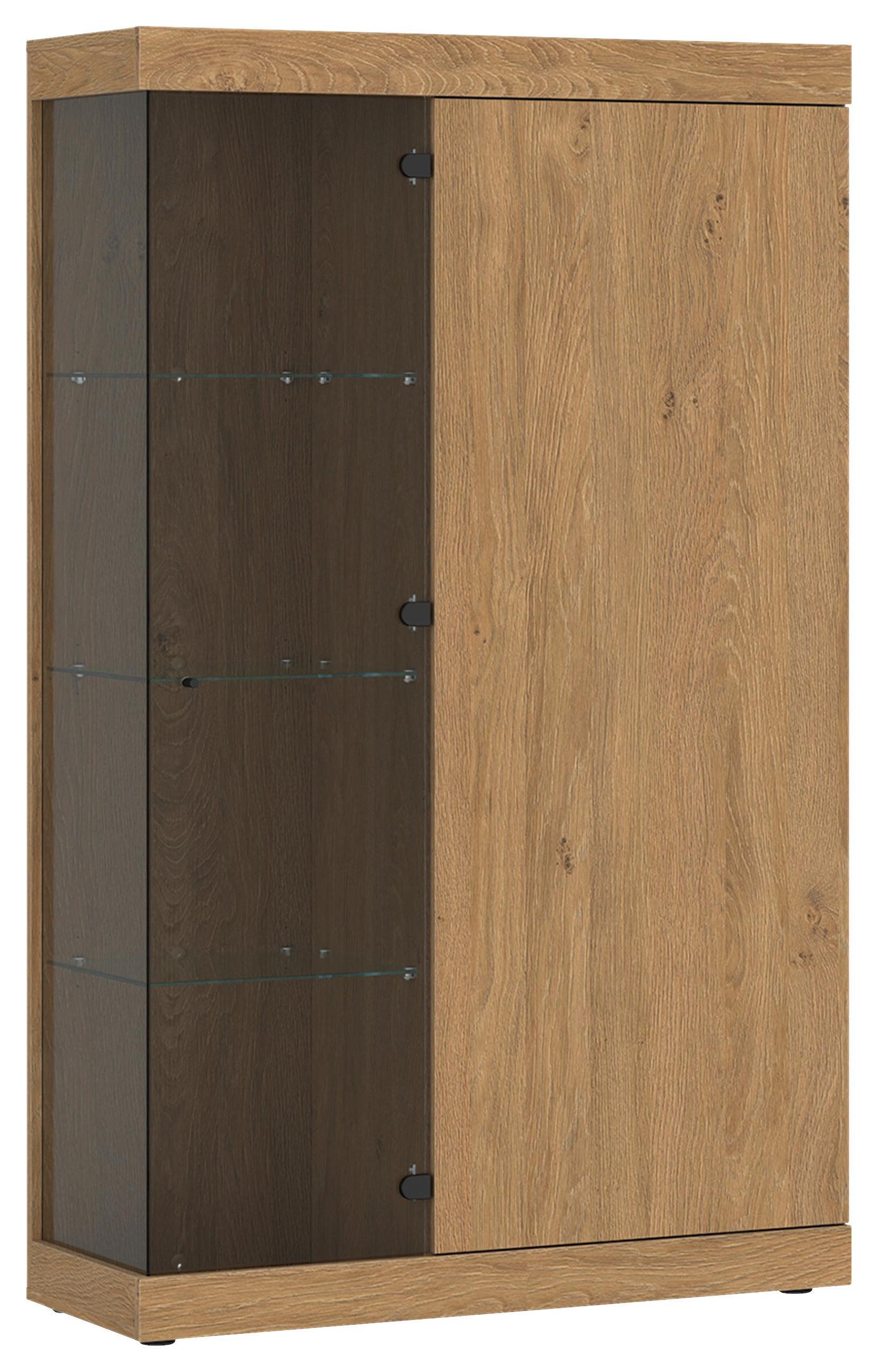 Vitrine Aretta Eichefarben B: 100 cm - Eichefarben, MODERN, Glas/Holzwerkstoff (100/166,6/41,8cm)