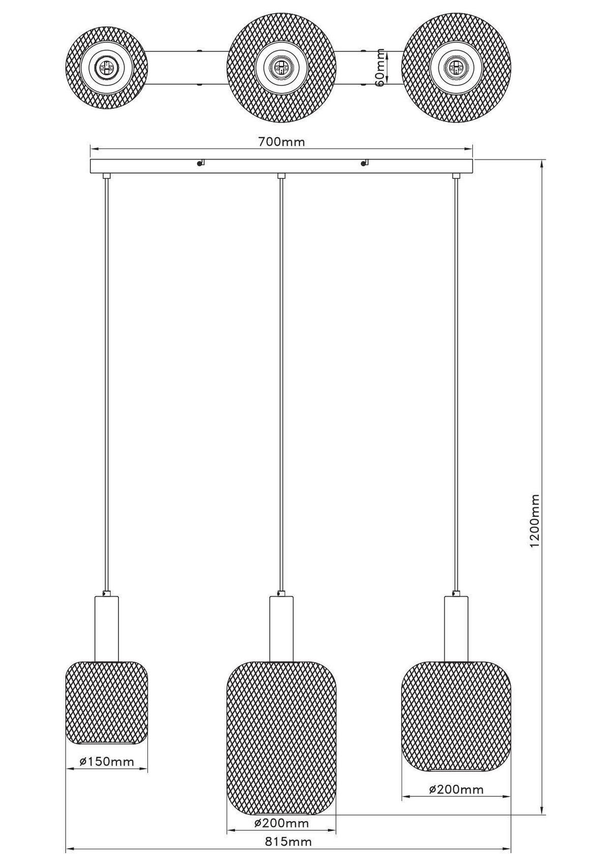 ZÁVESNÉ SVIETIDLO DRATO - čierna/zlatá, Modern, kov (81.5/20/120cm) - Mömax