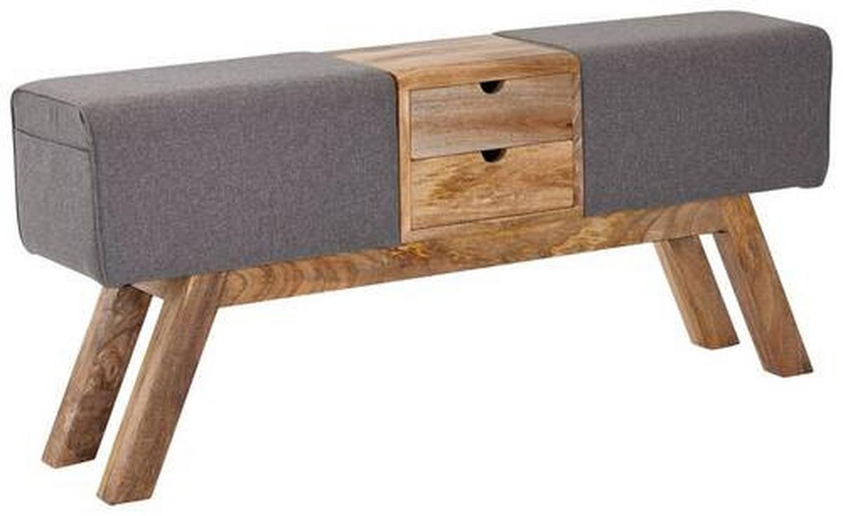 Taburetová lavice dřevo/šedá - šedá/hnědá, Moderní, dřevo/textil (120/56/30cm) - MID.YOU