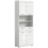 Badezimmer Hochschrank Scout B: 74 cm Weiß HG - Weiß Hochglanz/Silberfarben, MODERN, Holzwerkstoff (74/191/31cm) - MID.YOU