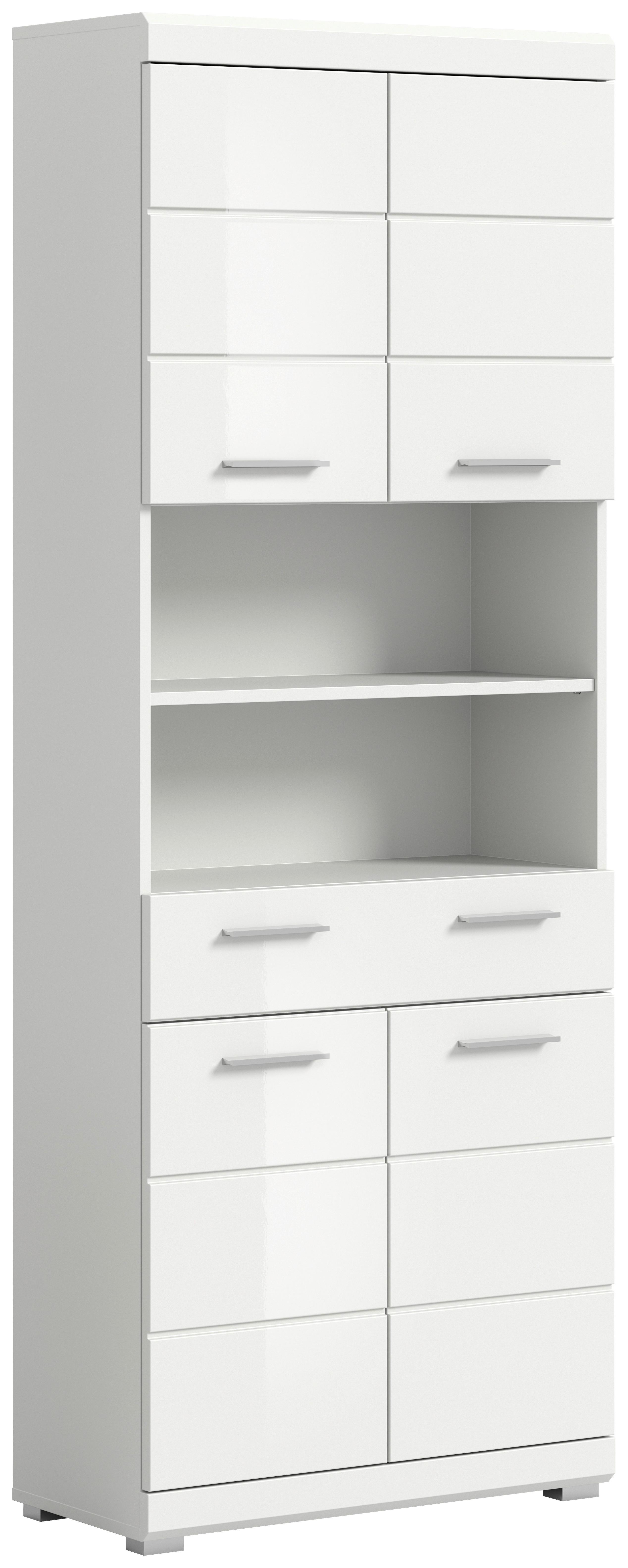 Badezimmer Hochschrank Scout B: 74 cm Weiß HG