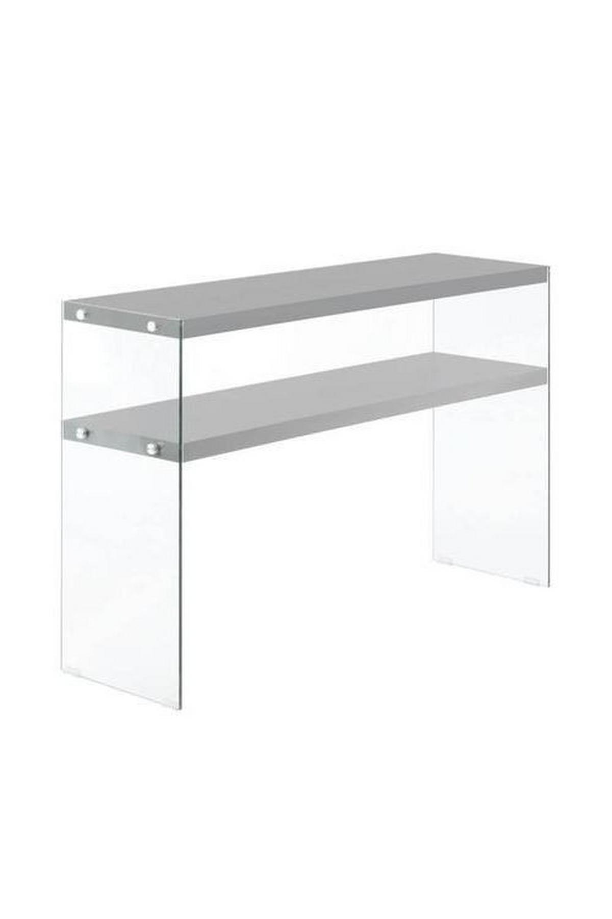 Beistelltisch mit Ablage Elementary Grau - Klar/Grau, Basics, Glas/Holzwerkstoff (32/110/75cm) - Kayoom
