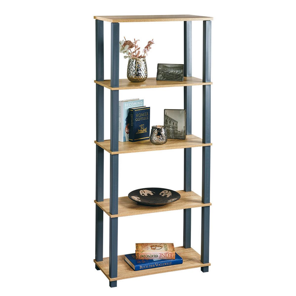 Regal Eiche Dekor, Grau, B: 60 cm - Eichefarben/Grau, Basics, Holzwerkstoff (60/147/29cm) - Kesper