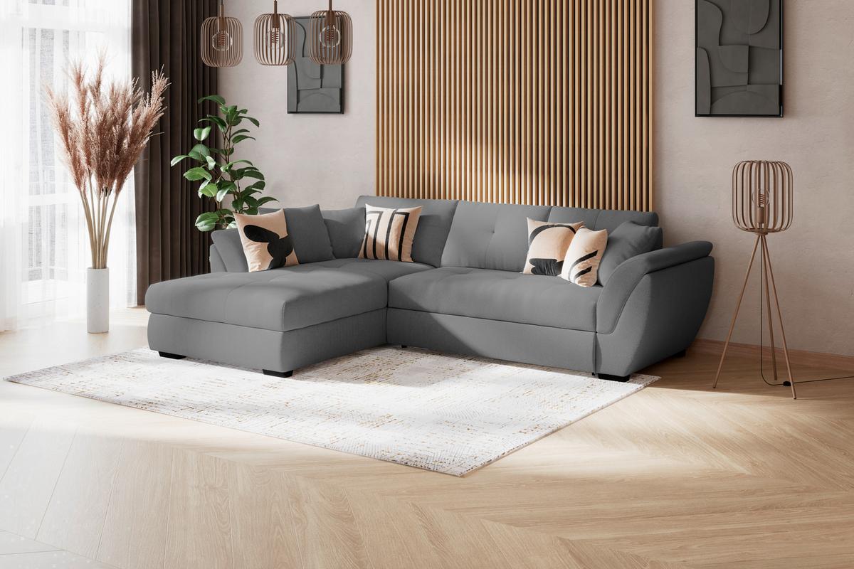 Rohová sedačka BERISSO, ľavá, antracitová tk. VINCI - čierna/antracitová, Konventionell, textil/plast (187/278cm) - Ondega