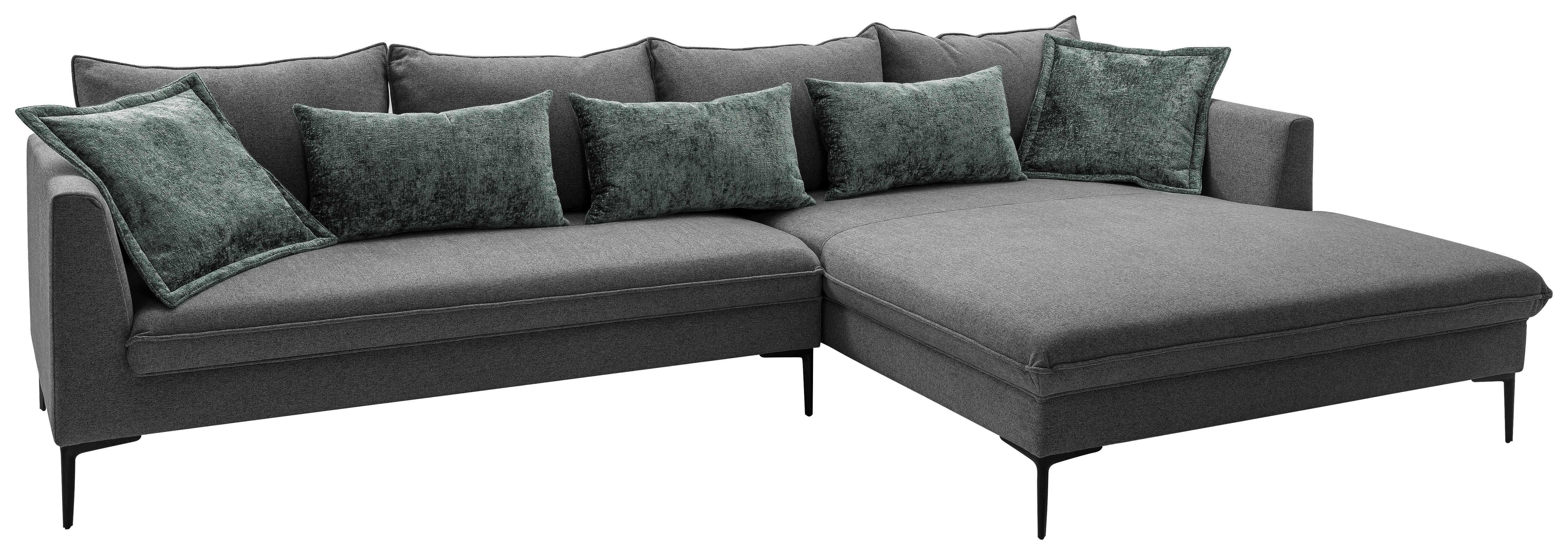 Ecksofa Piazza Dunkelgrau S: 321x187cm - Dunkelgrau/Schwarz, Design, Textil (321/187cm) - Livetastic