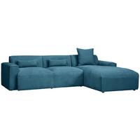 Ecksofa mit Zierkissen Pearl Hellblau 303x196 cm - Schwarz/Hellblau, Design, Textil (303/196cm) - Livetastic