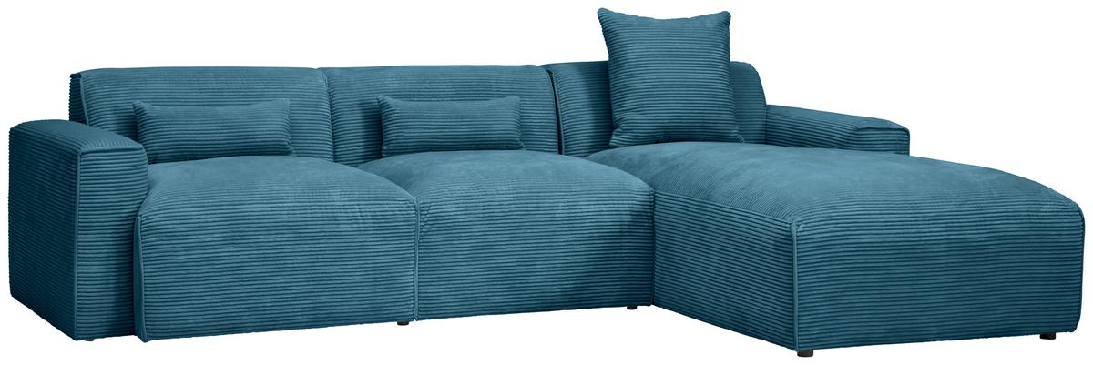 Ecksofa mit Zierkissen Pearl Hellblau 303x196 cm - Schwarz/Hellblau, Design, Textil (303/196cm) - Livetastic