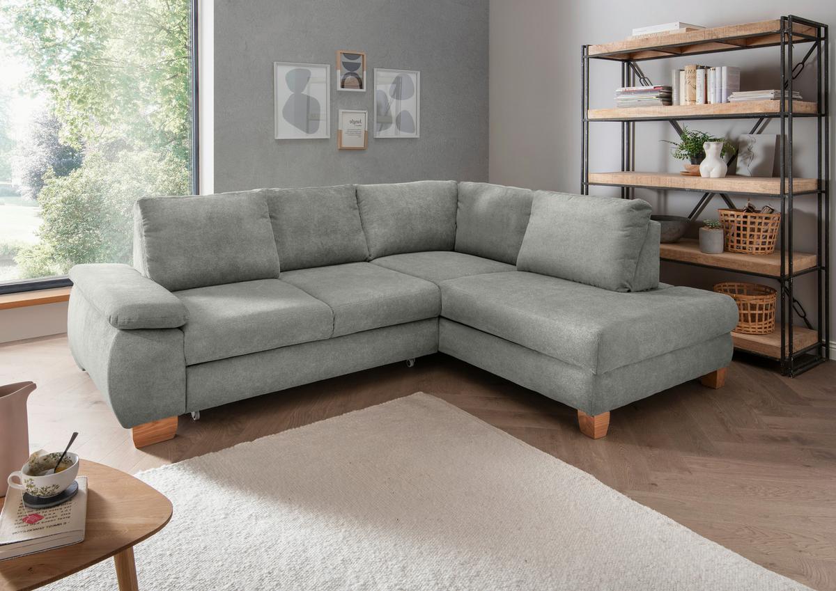Eckschlafsofa Positano Hellgrau S: 261x206 Cm - Wildeiche/Hellgrau, MODERN, Textil (261/206cm) - Livetastic