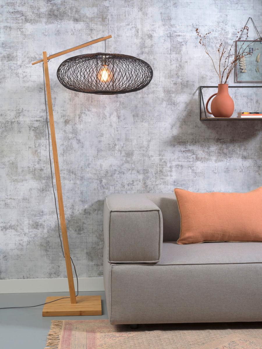 Stehleuchte Cango/f/ad/n/6025/b - Schwarz/Naturfarben, Trend (176/60/80cm) - Good & Mojo