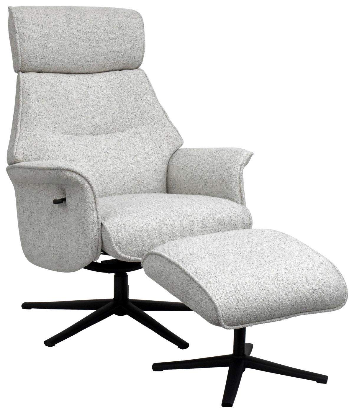 Relaxsesselset Mellow Beige B: 77 cm - Creme/Schwarz, Design, Holz/Textil (77/108/81cm) - Livetastic