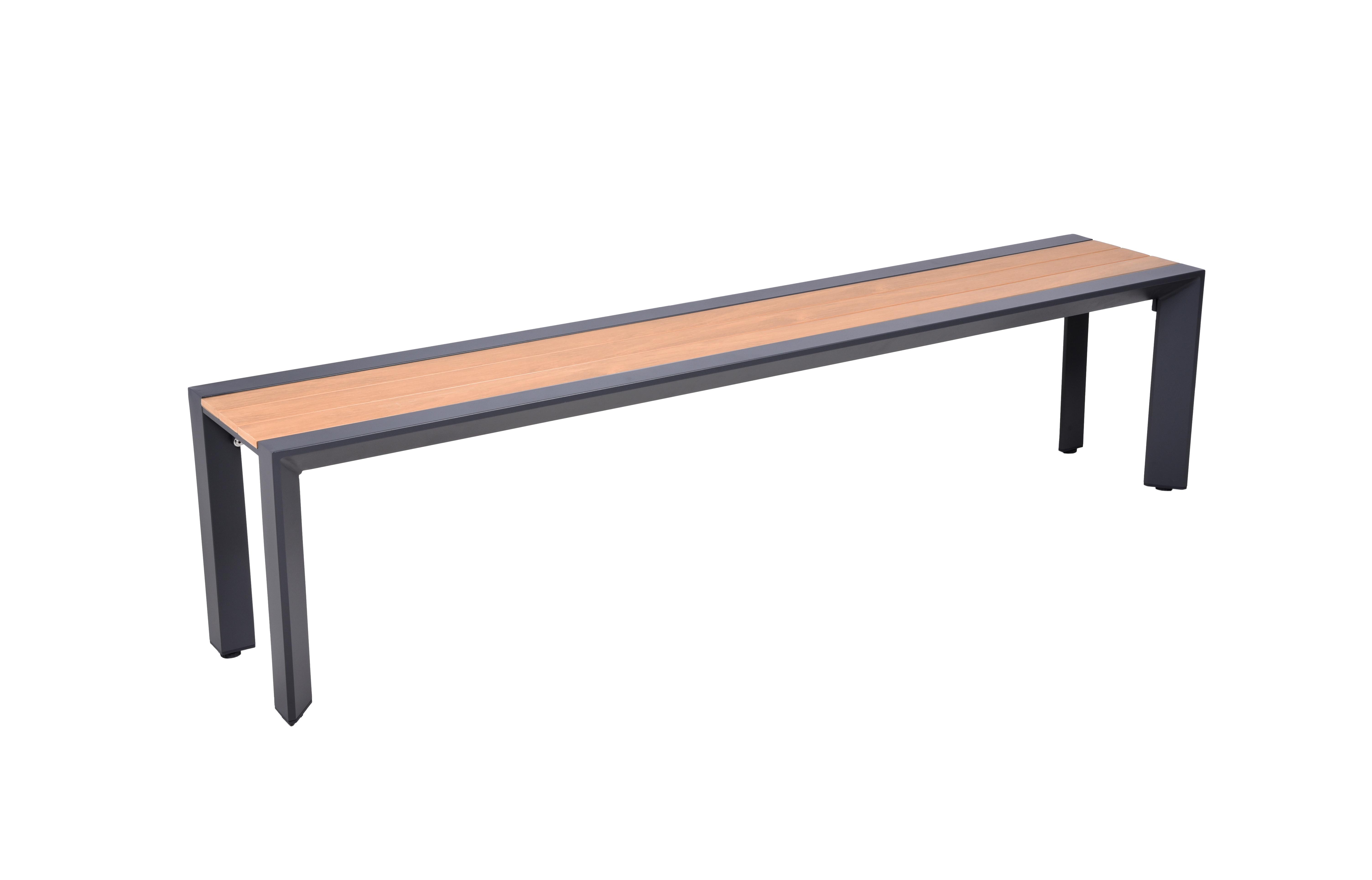 Gartenbank Silea - Anthrazit/Braun, Basics, Kunststoff/Metall (180/44/35,5cm) - Gardenson