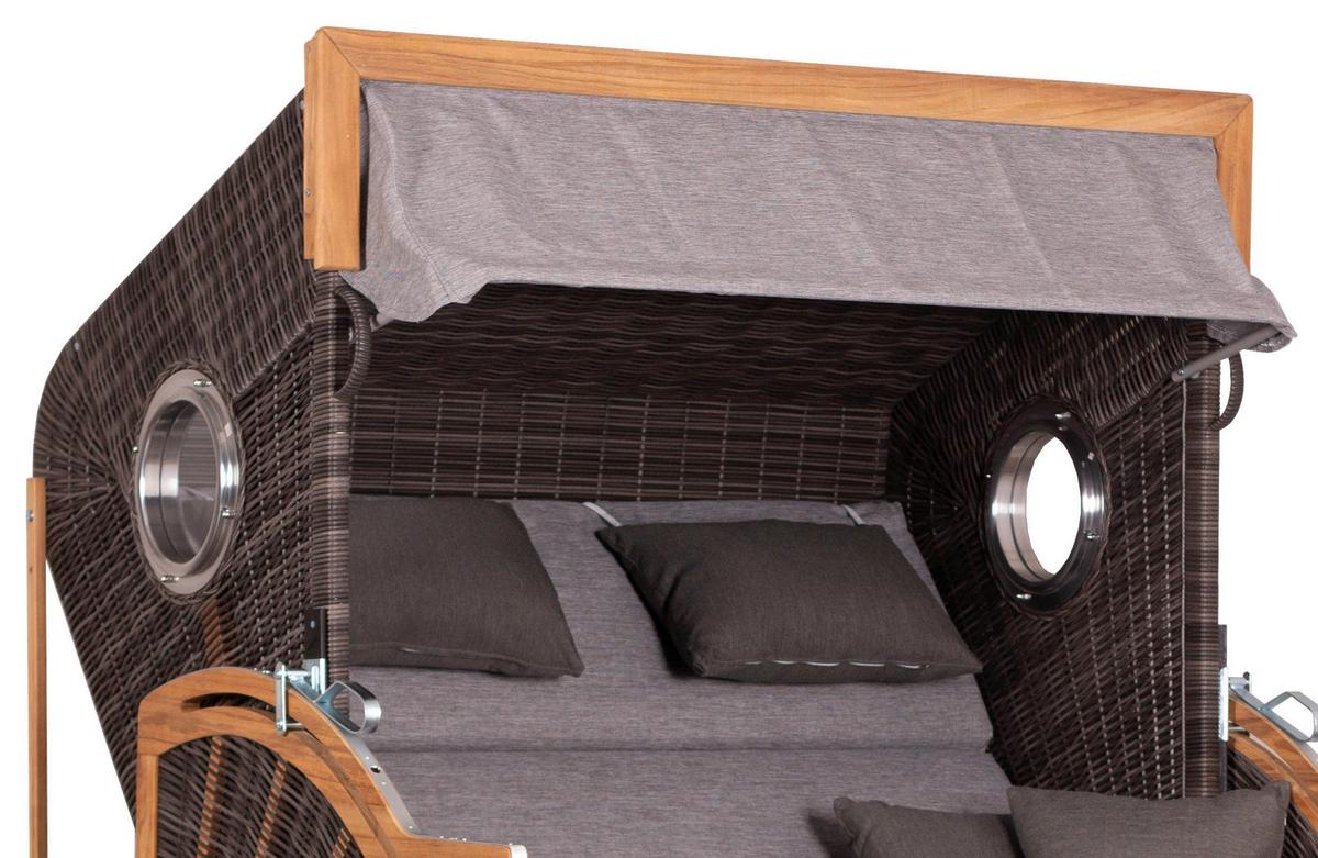 Strandkorb Ostsee Devries Pure Seaside Halblieger, 2-Sitzer - Basics, Holz (150/165/92cm)