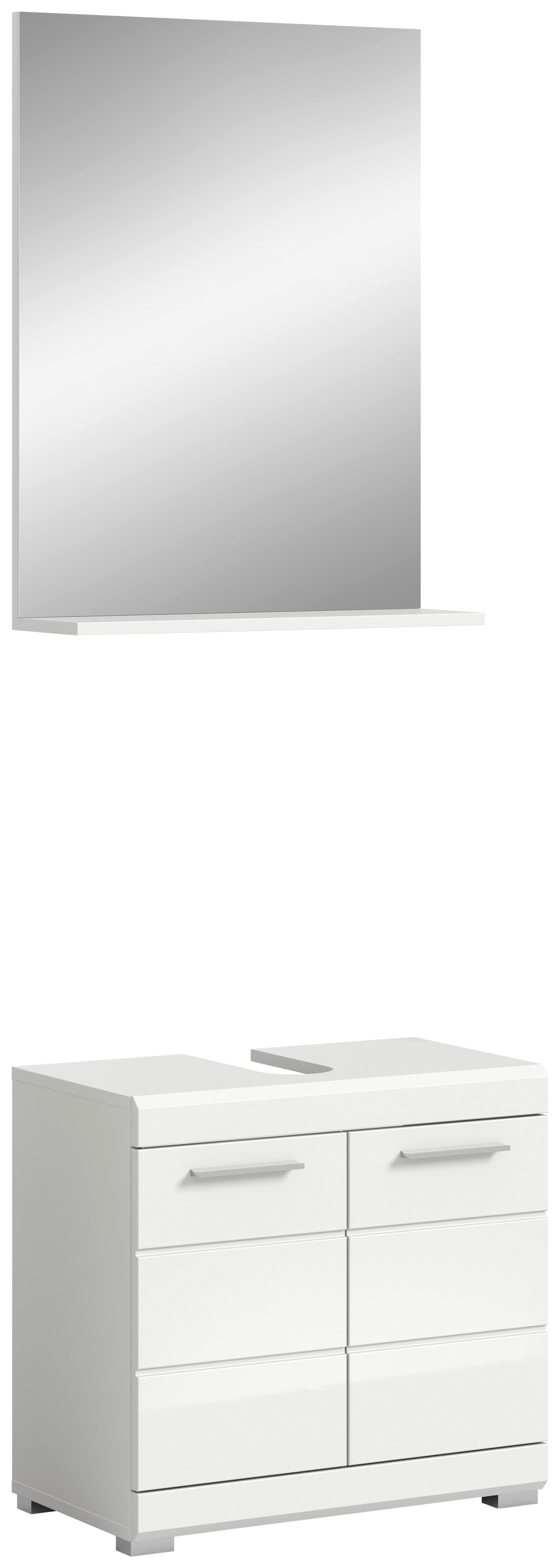 Badezimmer Scout Weiß B: 60 Cm - Weiß Hochglanz/Silberfarben, MODERN, Glas/Holzwerkstoff (60cm) - MID.YOU