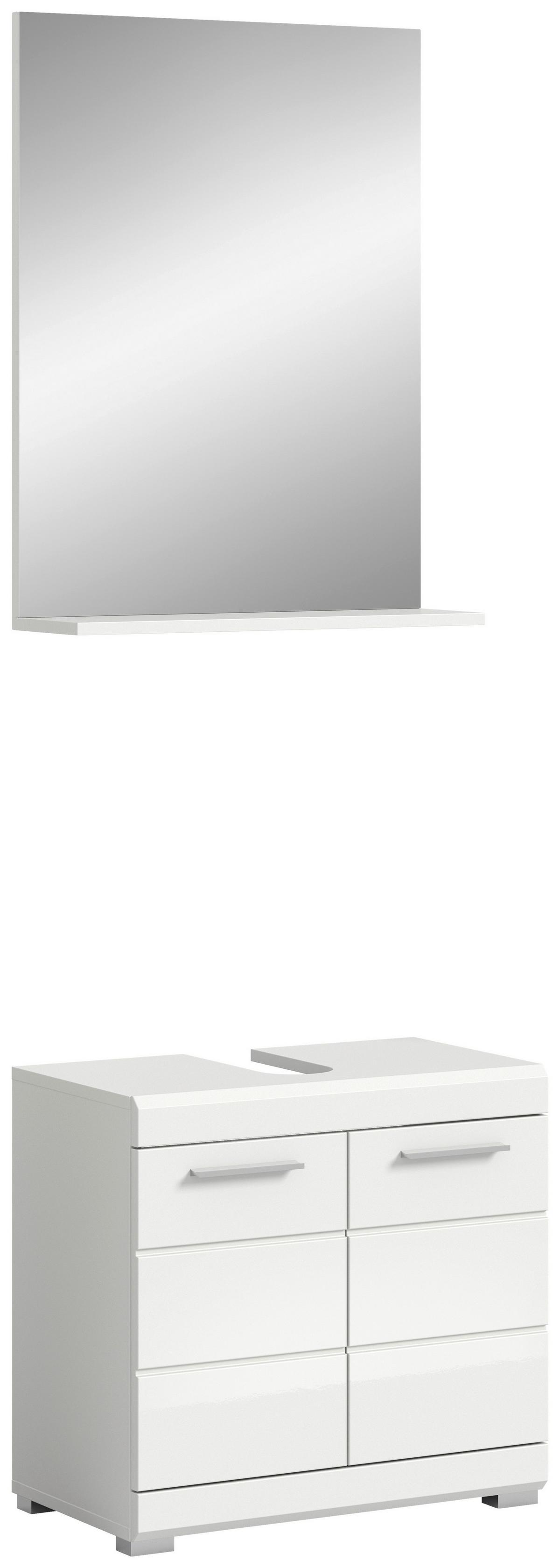 Badezimmer Scout Weiß B: 60 Cm - Weiß Hochglanz/Silberfarben, MODERN, Glas/Holzwerkstoff (60cm) - MID.YOU