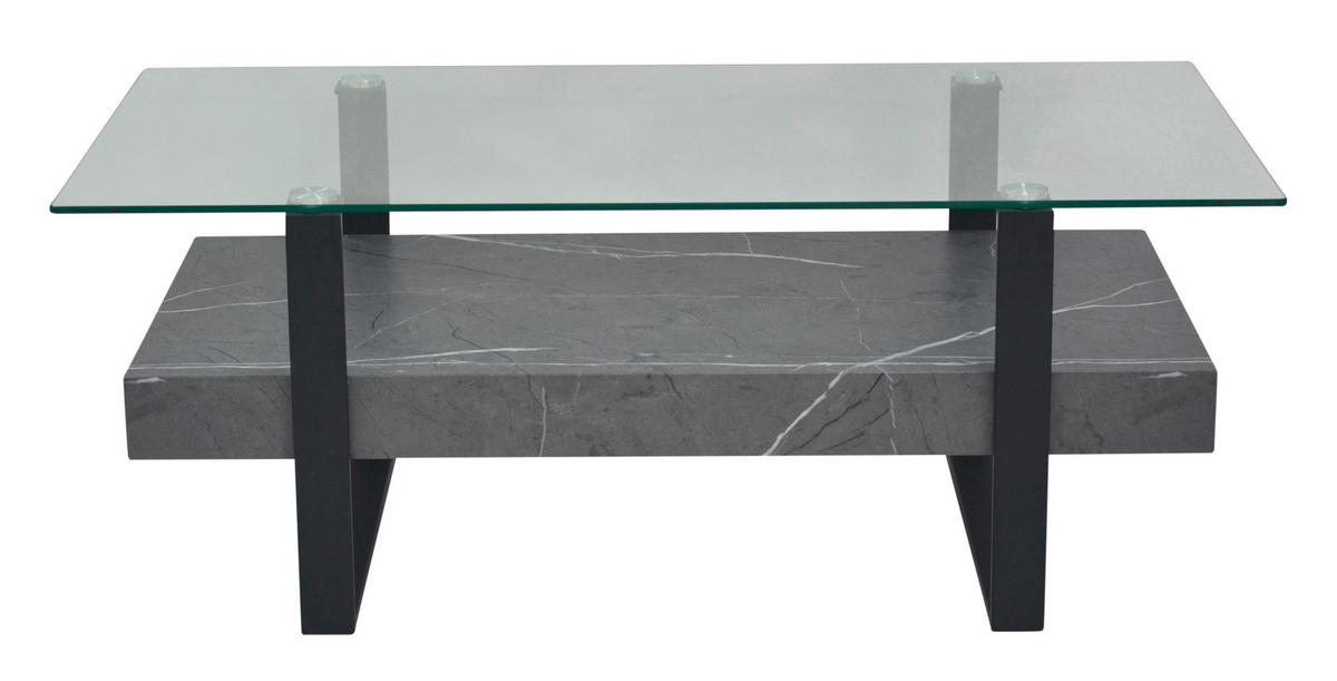 Couchtisch Konrad Grau L: 110 cm - Schwarz/Grau, Design, Glas/Holzwerkstoff (110/60/43cm) - Livetastic