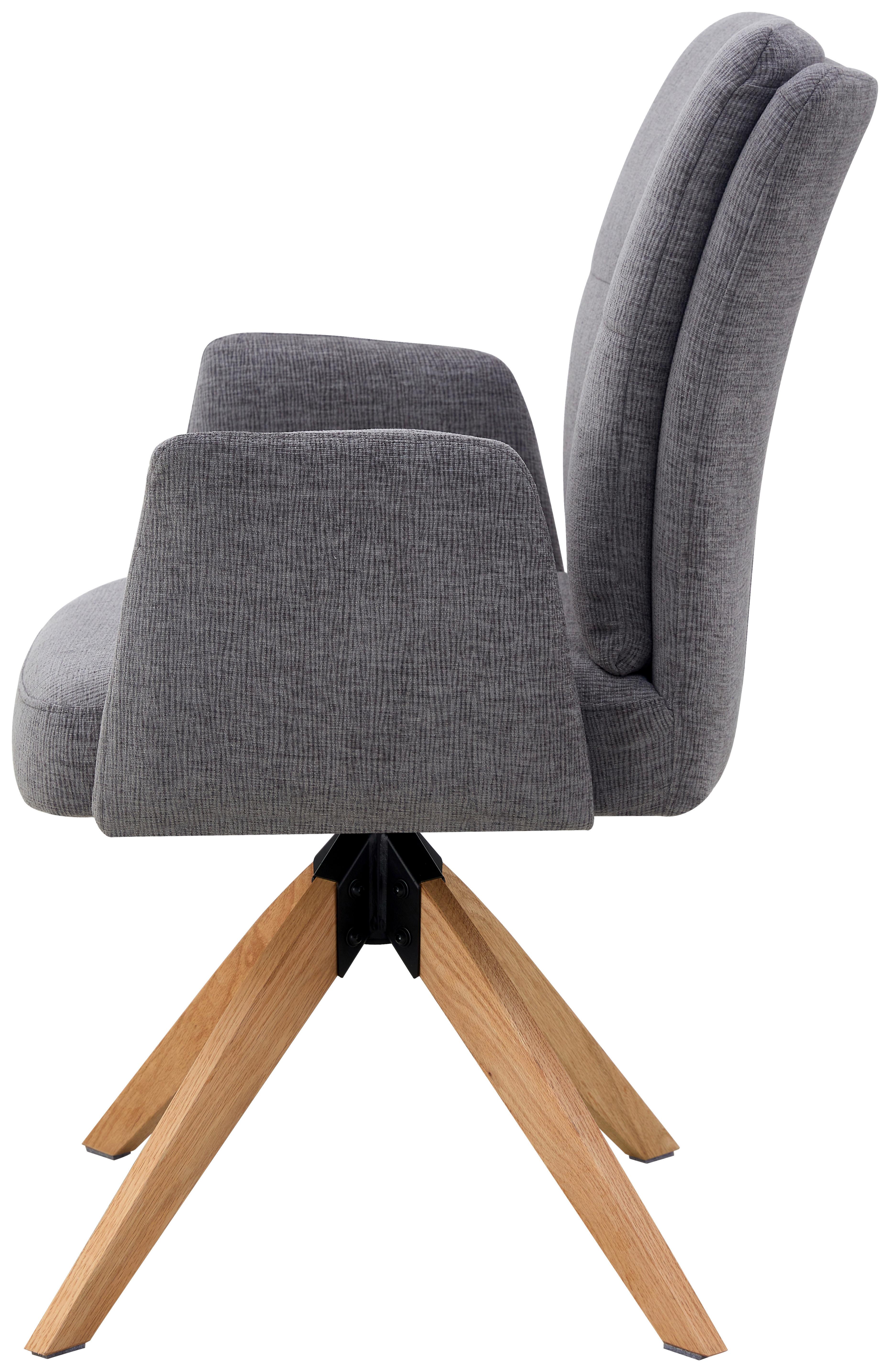Armlehnstuhl Matei Webstoff Grau, B: 60 Cm - Naturfarben/Grau, KONVENTIONELL, Holz/Textil (60/94/66cm) - Livetastic