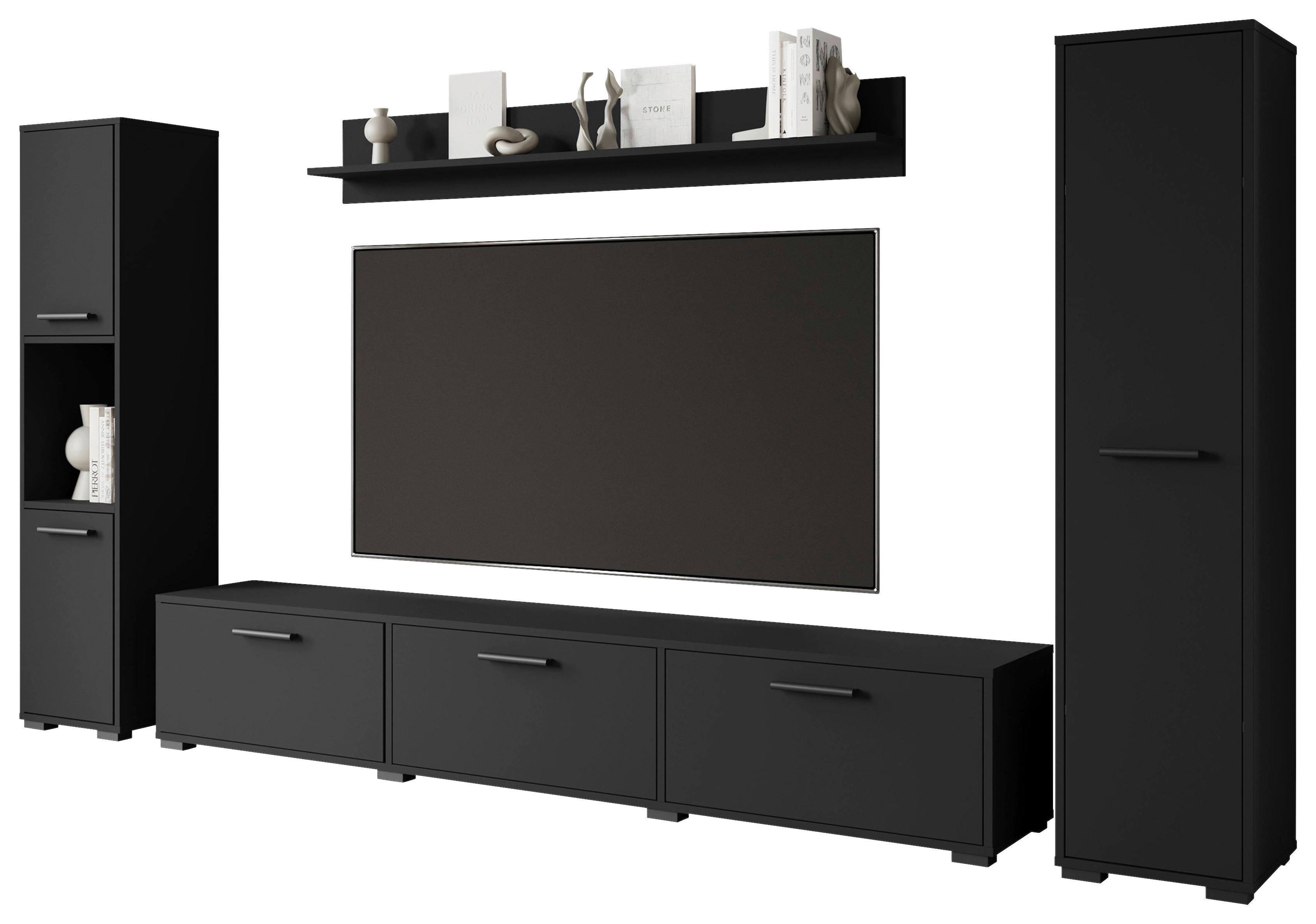 Obývací stěna BOGOTA černá - černá, Basics, kompozitní dřevo/plast (240/130/31cm) - MID.YOU