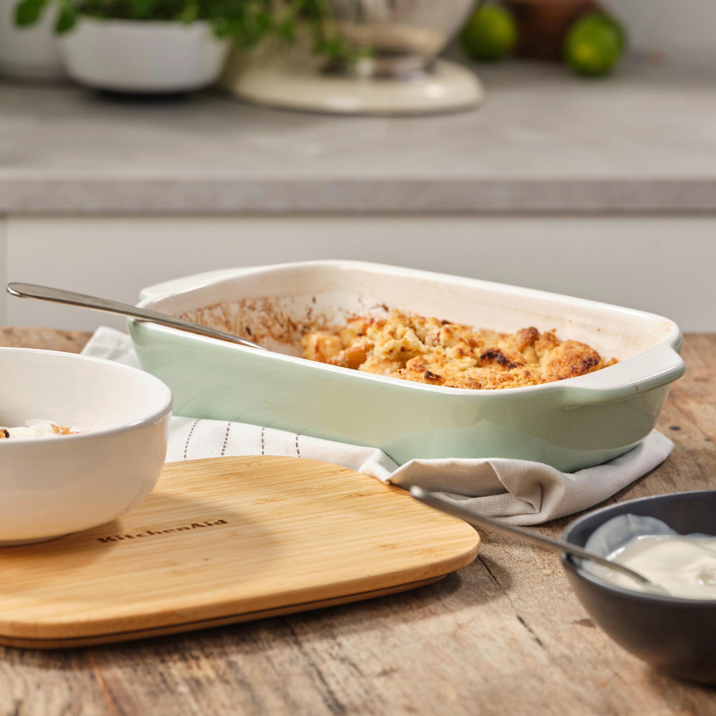 Auflaufform Stoneware Weiß/Hellgrün B: 18,8 cm - Weiß/Hellgrün, Basics, Naturmaterialien/Keramik (18.8cm) - Kitchenaid