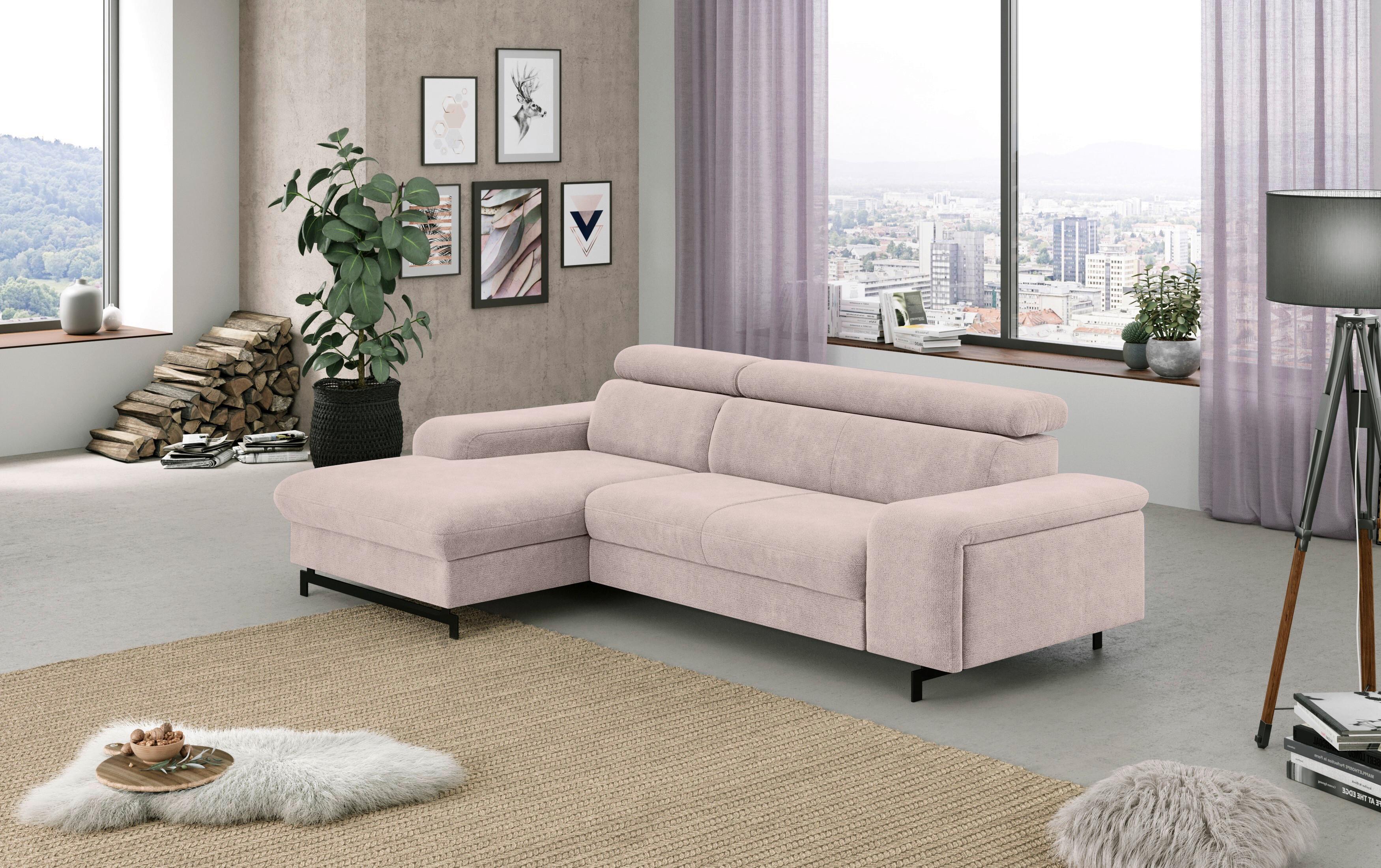 Ecksofa mit Bettkasten Emma Creme 165x267 cm - Creme/Schwarz, Textil (165/267cm) - MID.YOU