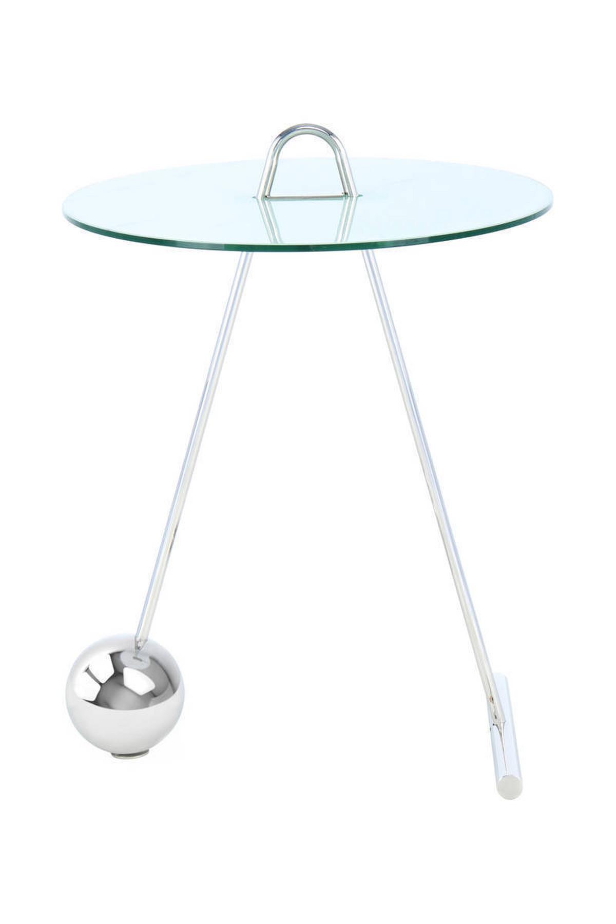 Beistelltisch Pendulum Silberfarben/Weiß - Silberfarben/Weiß, Basics, Glas/Metall (46/46/60cm) - Kayoom