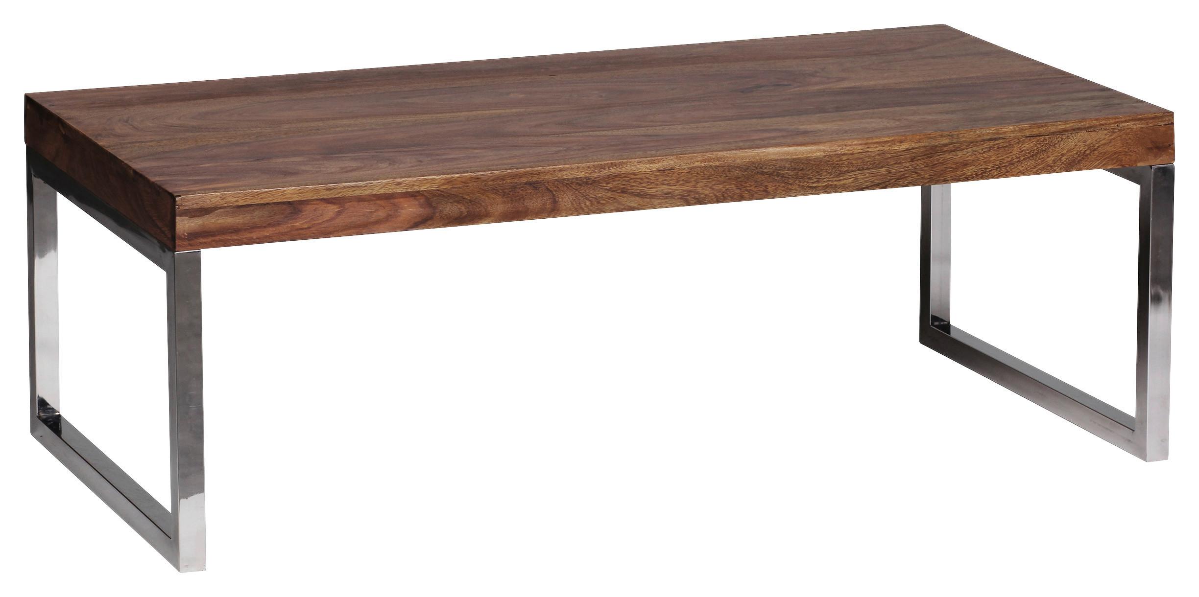 Konferenční Stolek Guna Masív - barvy sheesham/barvy chromu, Design, kov/dřevo (120/60/40cm) - MID.YOU