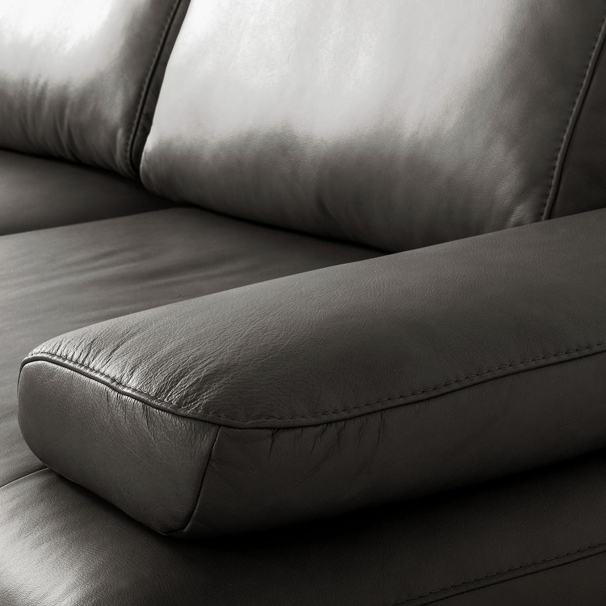 Ecksofa Como Echtleder Anthrazit 237x306 - Anthrazit/Schwarz, Design, Leder (237/306cm) - Livetastic