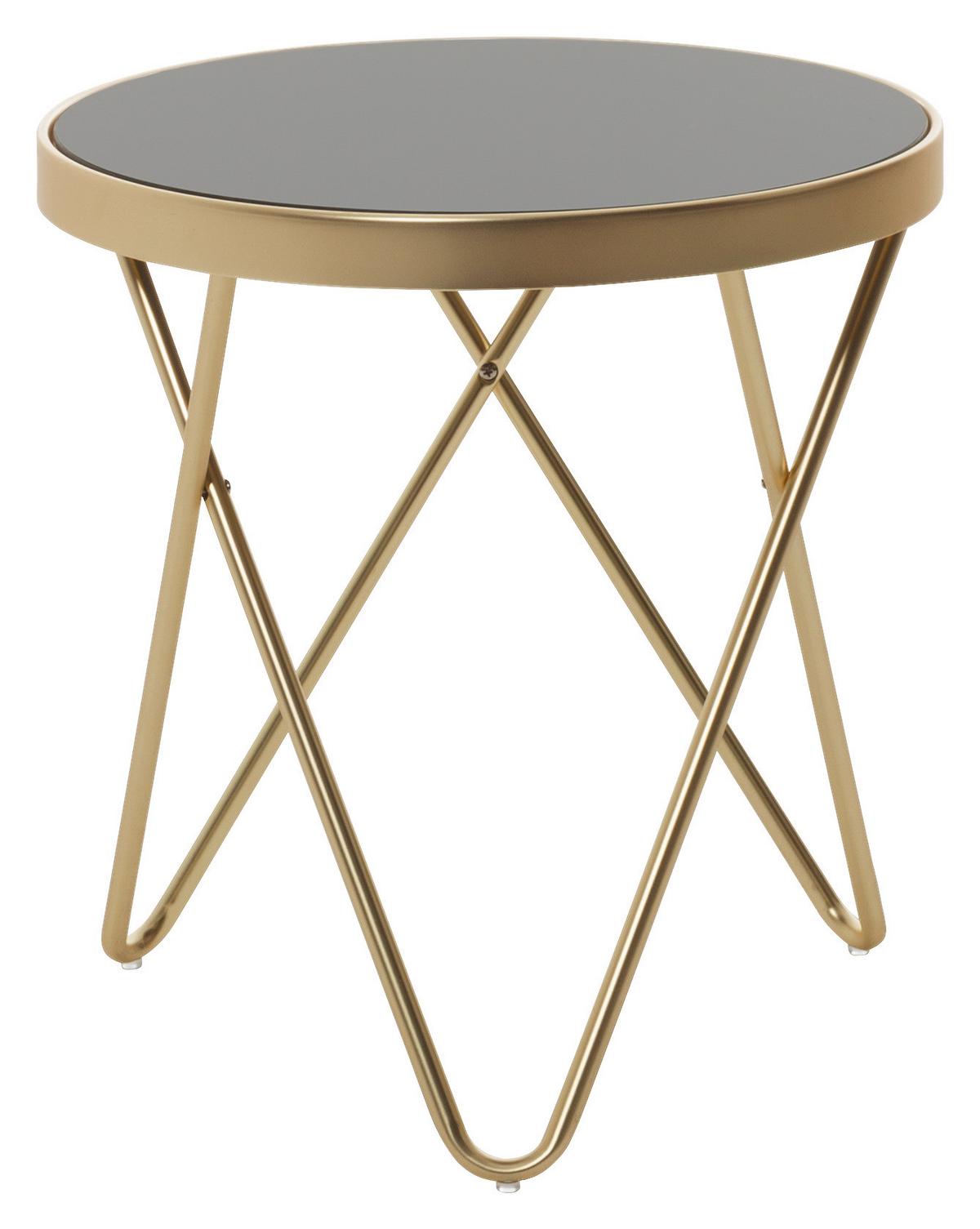 Odkládací stolek DANA zlatý - černá/barvy zlata, Design, kov/sklo (42/46cm) - MID.YOU