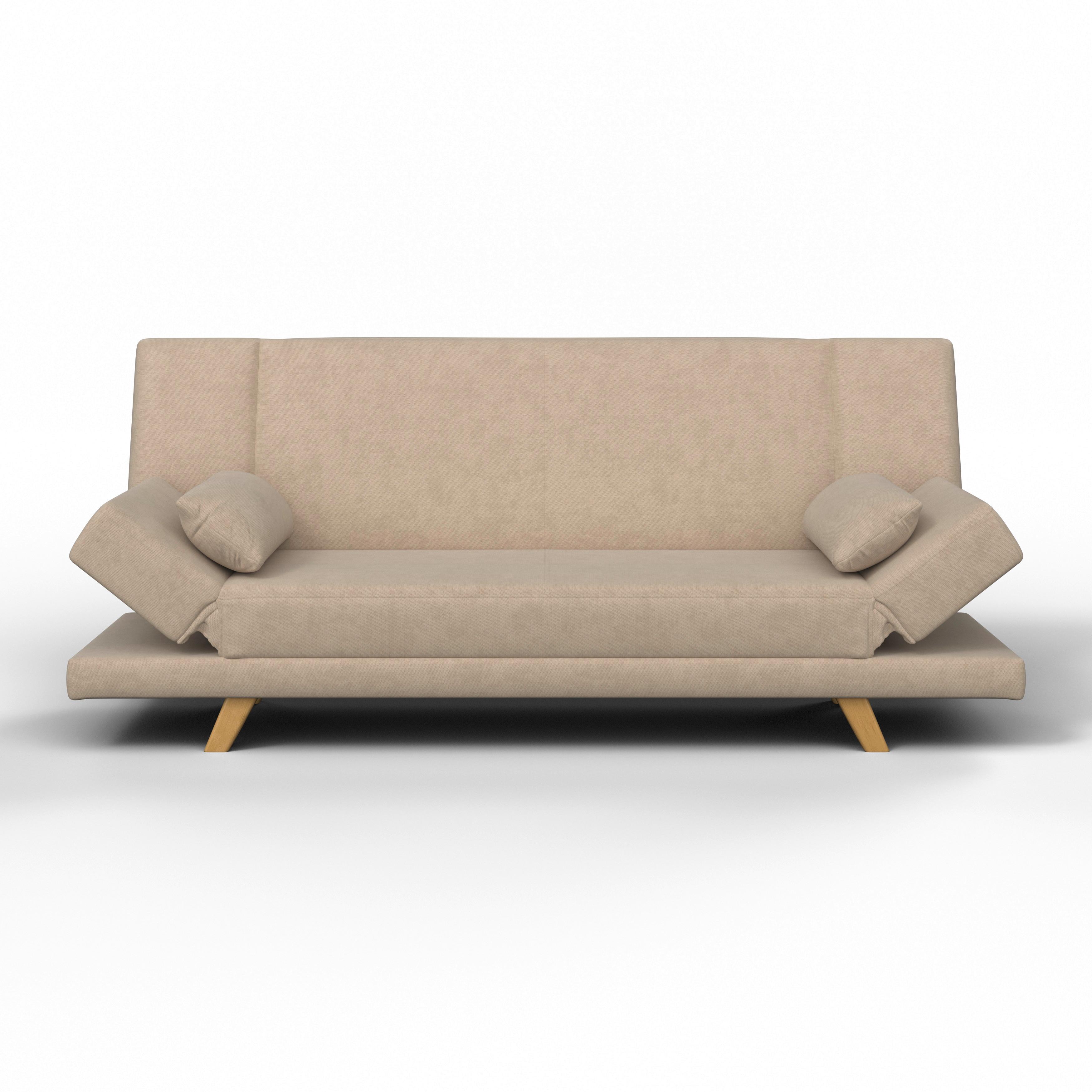 Rozkladacia pohovka FUNKY, bahenná hnedá farba - bahenná hnedá/prírodná farba, Modern, drevo/textil (183/73/79cm) - Bessagi Home