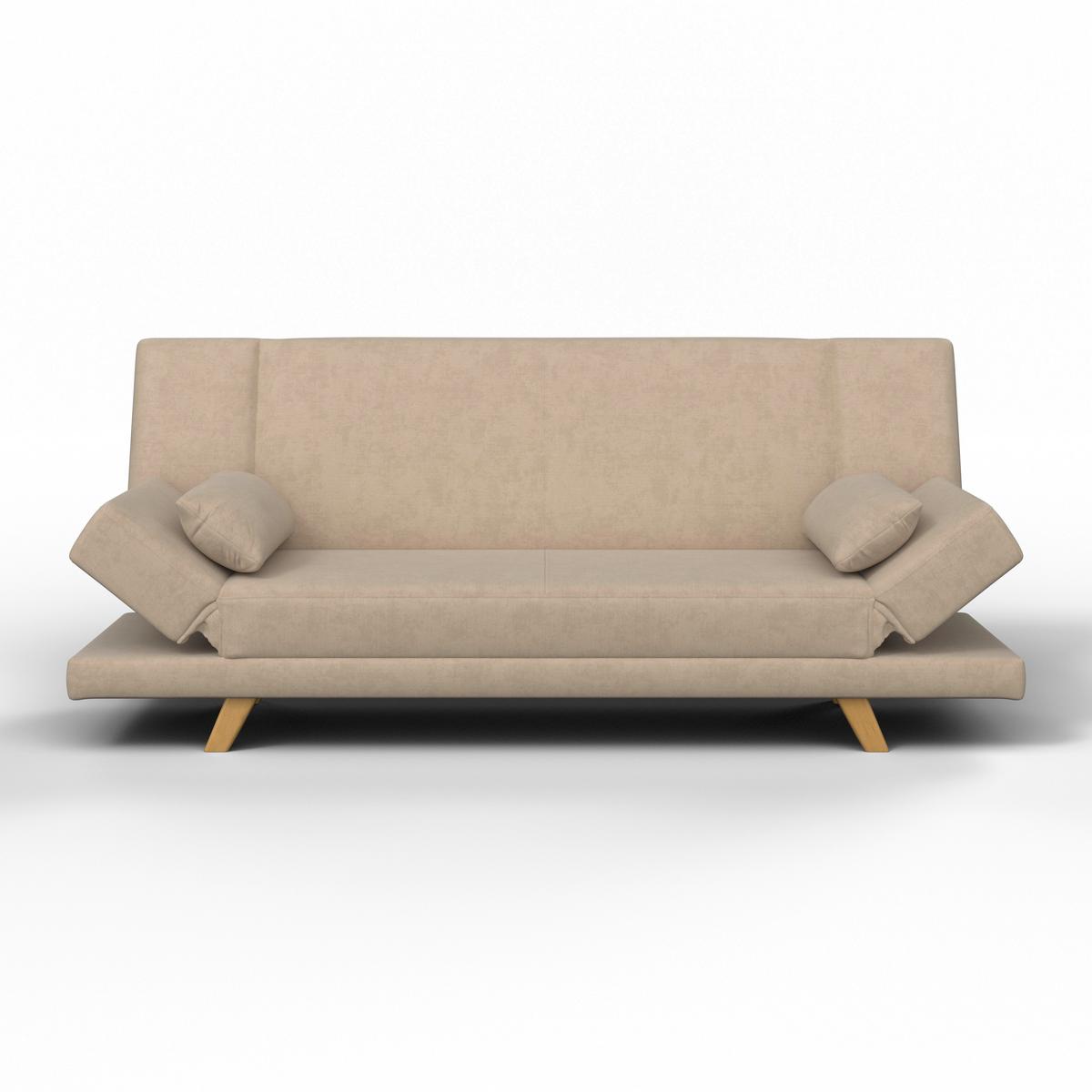 Rozkládací pohovka FUNKY, jílová barva - přírodní barvy/jílová barva, Moderní, dřevo/textil (183/73/79cm) - Bessagi Home
