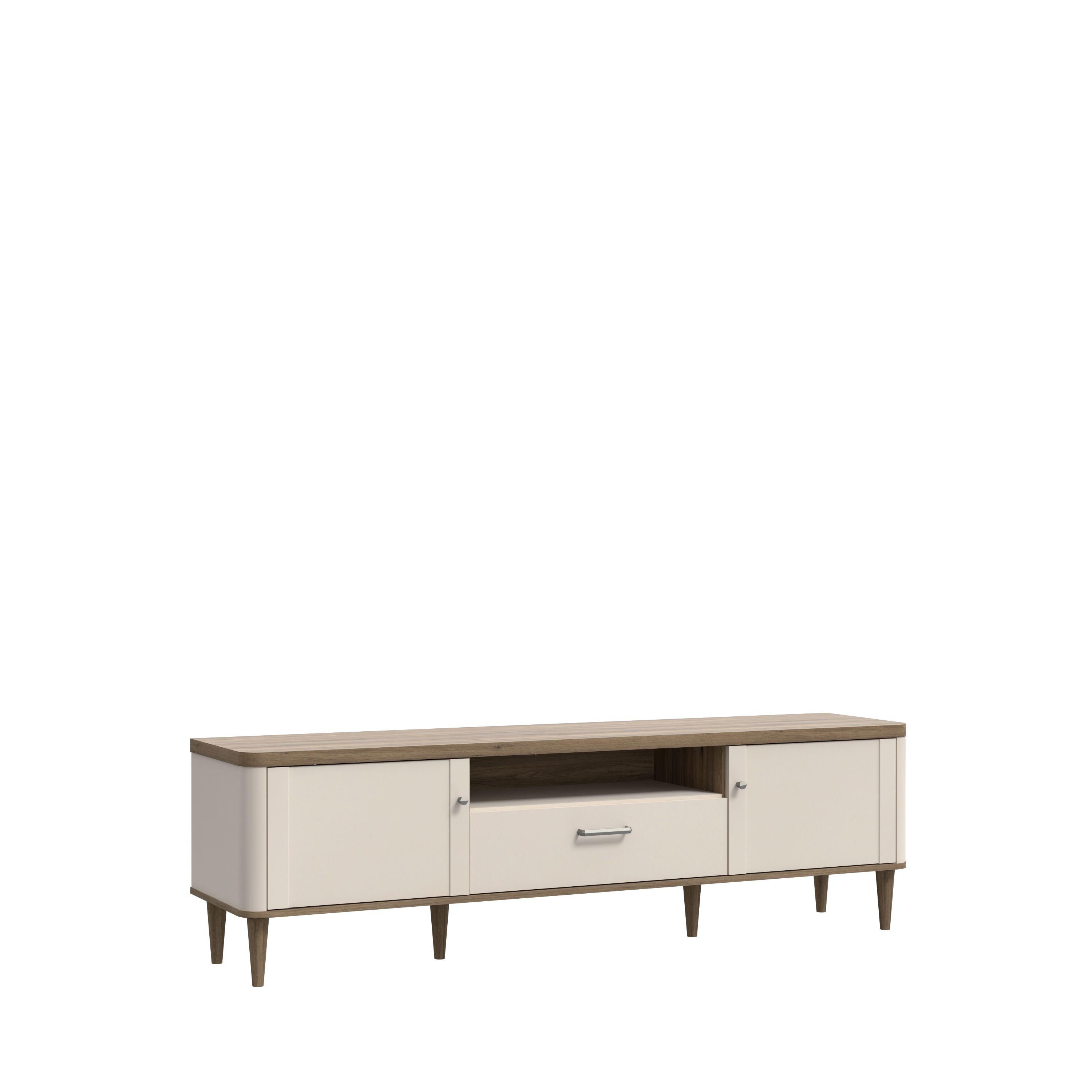 TV STOLÍK LACETTI - piesková/farba duba, Modern, kov/kompozitné drevo (179,8/53,3/41,3cm)