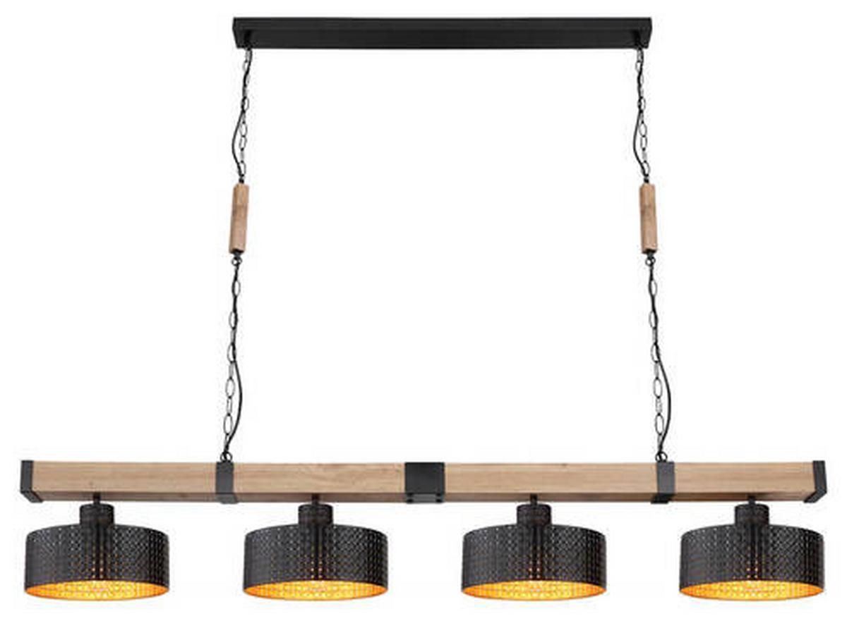 Hängeleuchte 15651-4h - Dunkelbraun/Goldfarben, Natur, Holzwerkstoff/Kunststoff (140/25/120cm) - Globo