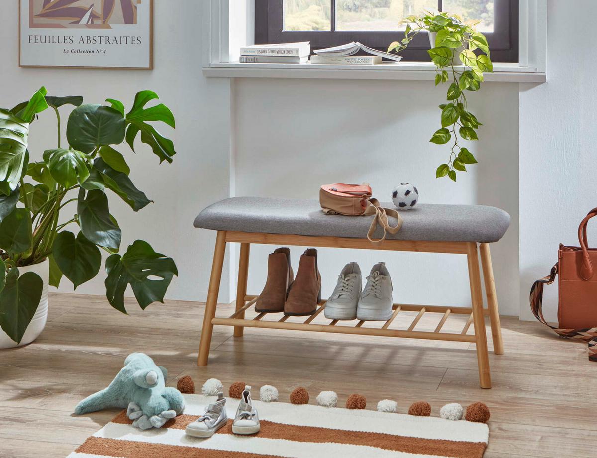 Sitzbank Grau B: 90 Cm - Grau, Design, Holzwerkstoff/Textil (90/45/34cm) - MID.YOU