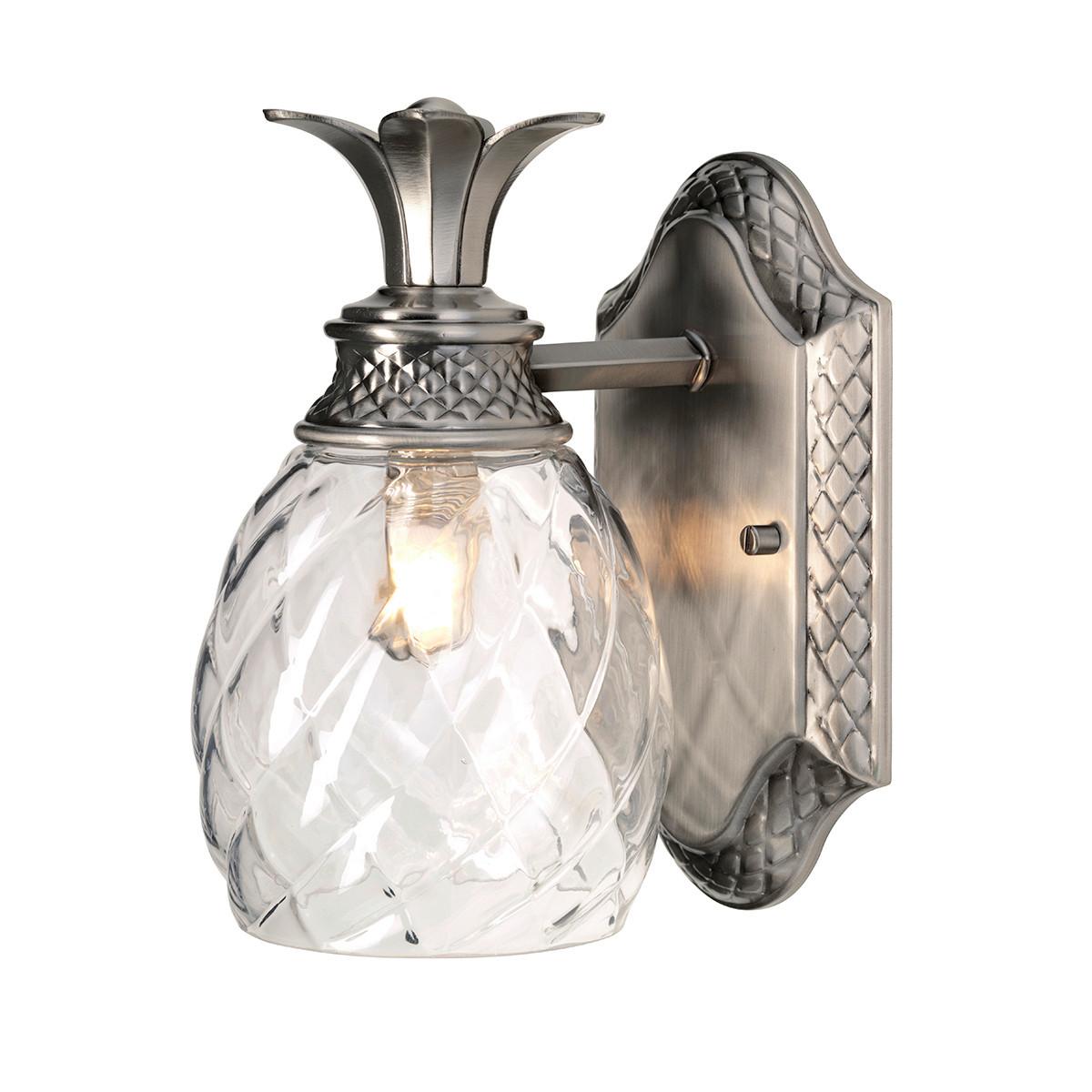 Bad-Wandleuchte IP44 Nickelfarben L: 22 cm - Nickelfarben, LIFESTYLE, Glas/Metall (22/12,4/16.5cm) - Elstead Lighting