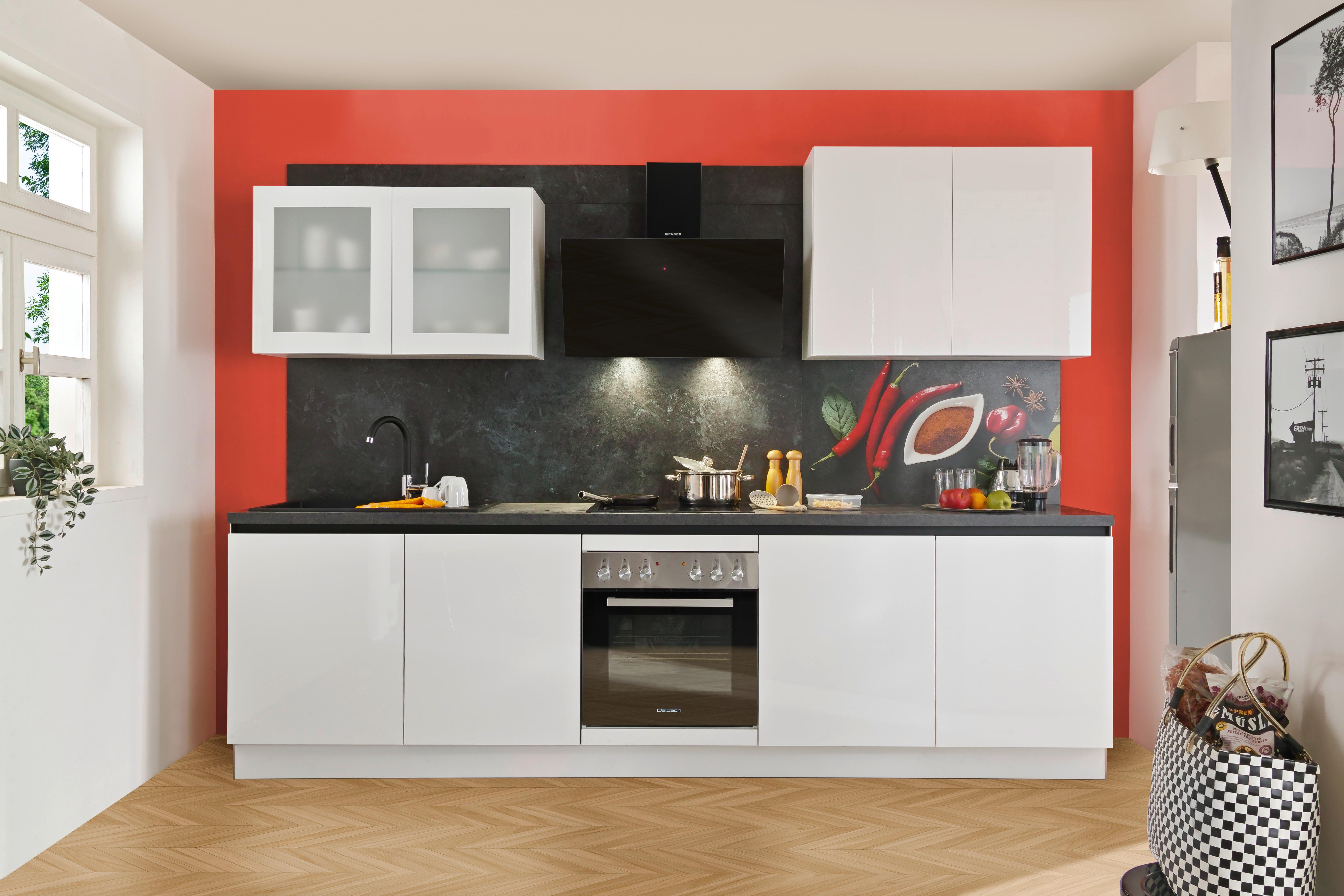 Küchenblock Star - Weiß Hochglanz, Basics, Holzwerkstoff (300cm) - Express