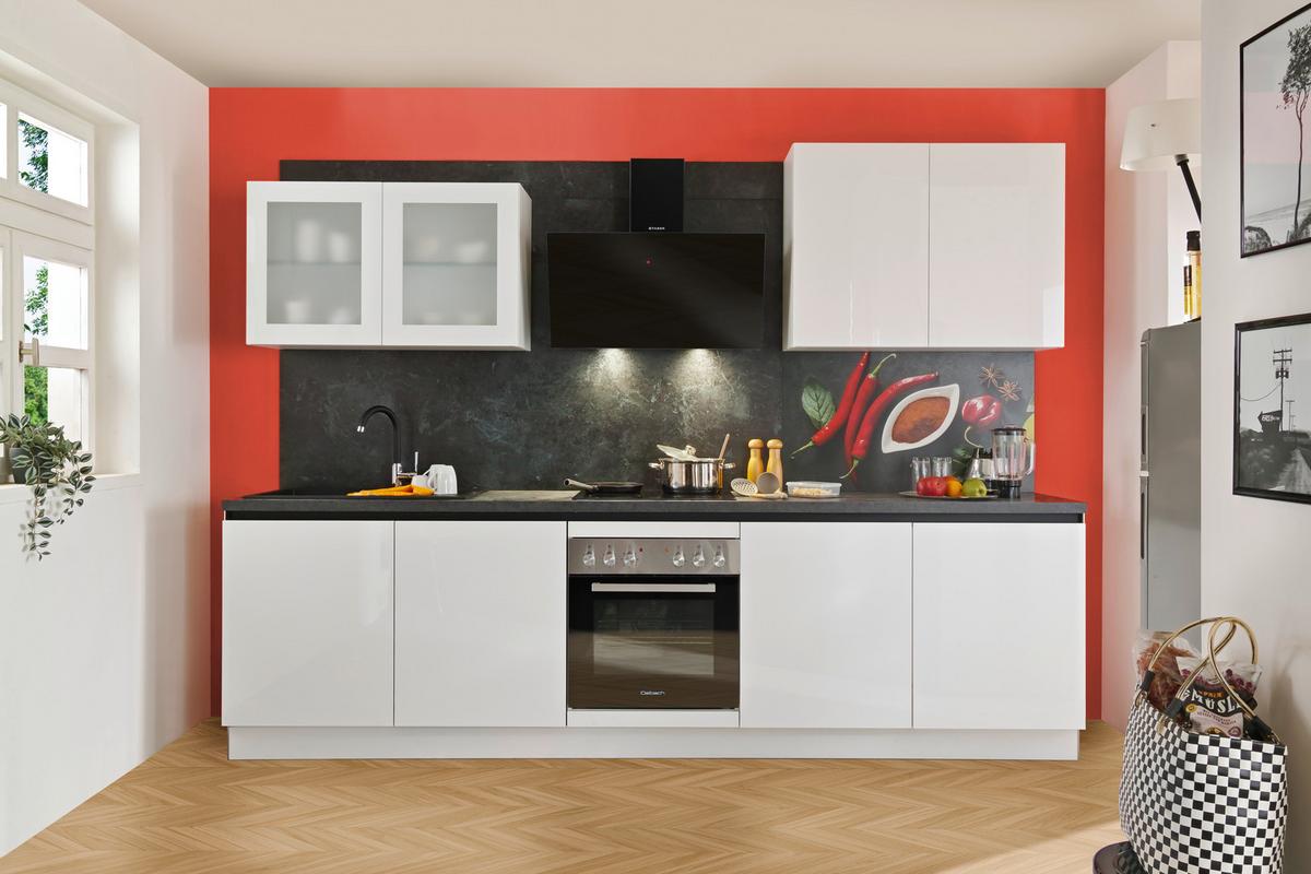 Küchenblock Star - Weiß Hochglanz, Basics, Holzwerkstoff (300cm) - Express