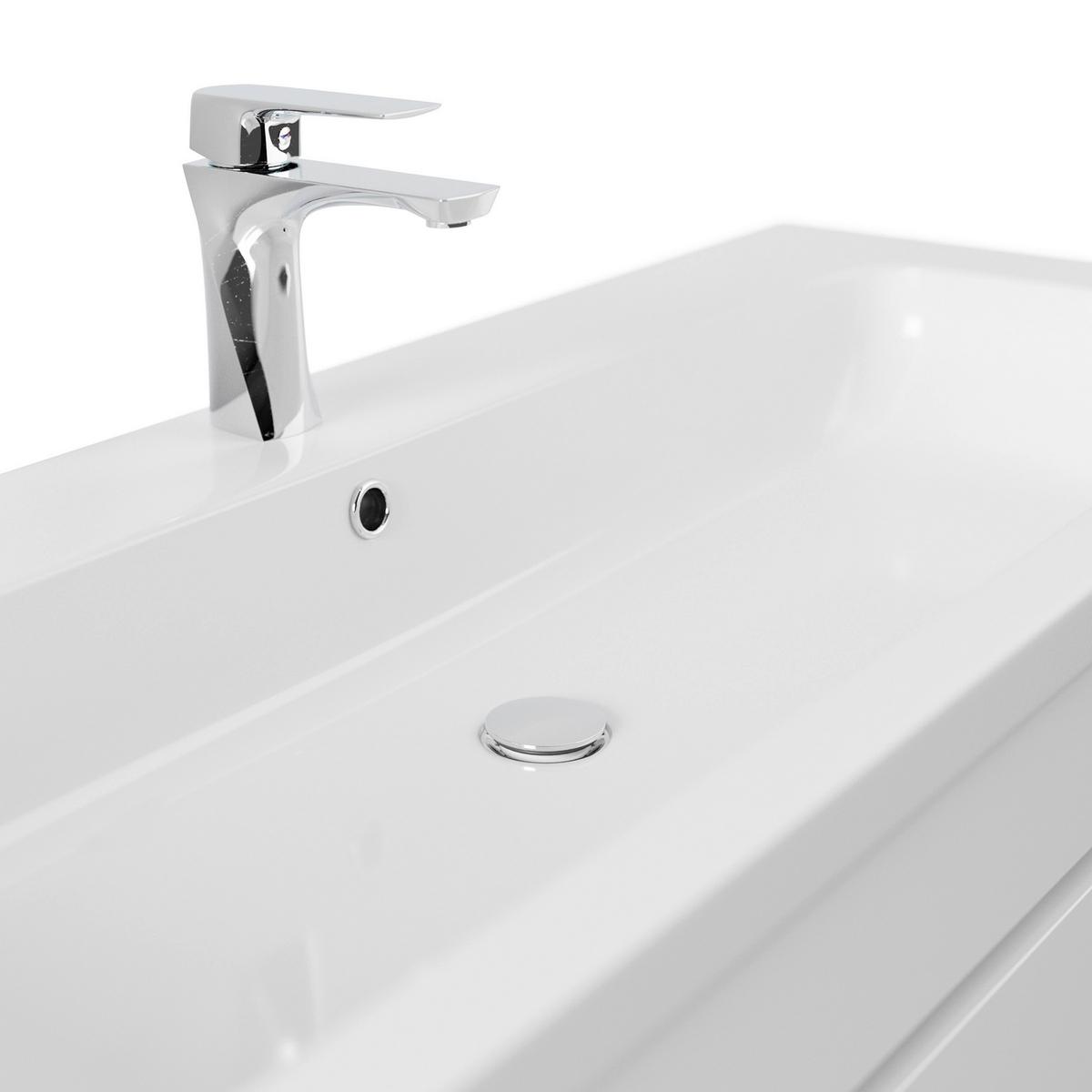 WASCHTISCHKOMBI Fellini Weiß HG B: 120cm - Weiß Hochglanz/Weiß, Basics, Holzwerkstoff/Stein (120cm) - MID.YOU