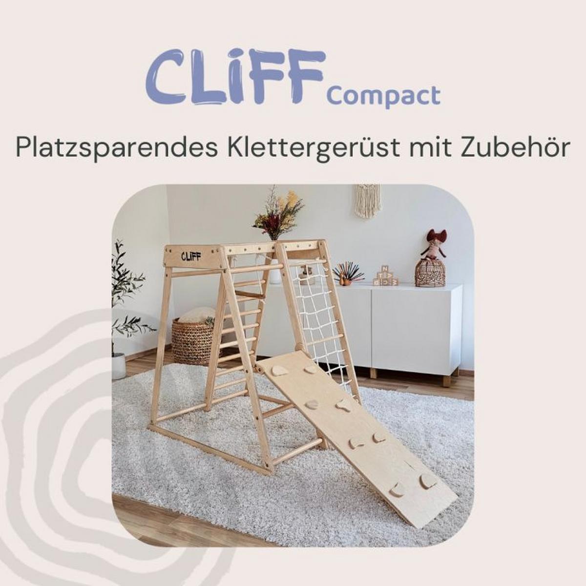 platzsparendes Klettergerüst natur - Birkefarben, Basics, Holz (84/105/113cm) - CLIFF