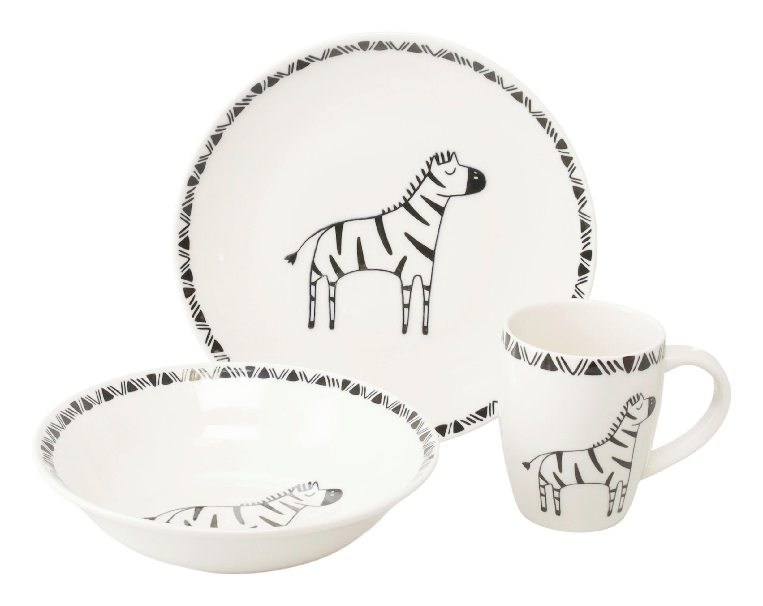 Kindergeschirrset 3 -Teilig. Steinzeug, Zebra - Multicolor, Basics, Keramik - Creatable