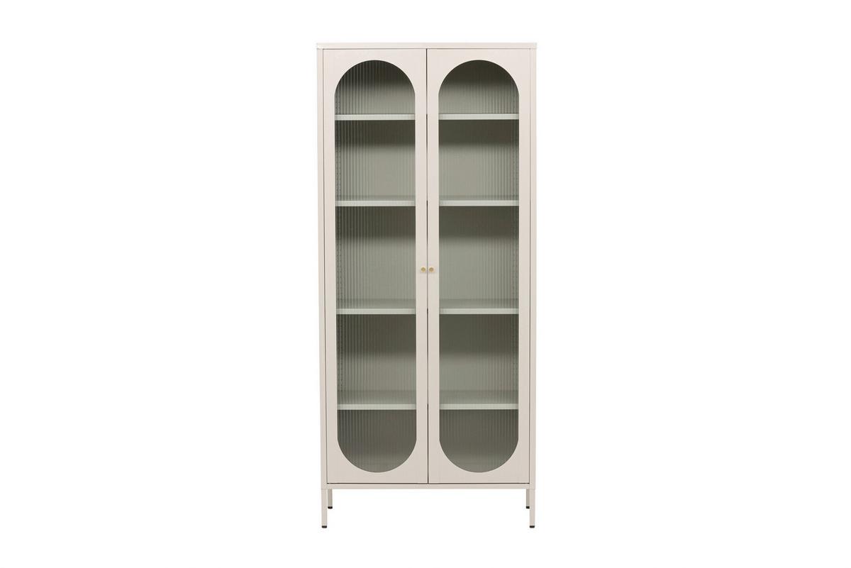 Vitrine Lima Beige B: 80cm - Beige, MODERN, Glas/Metall (80/180/35cm) - Livetastic
