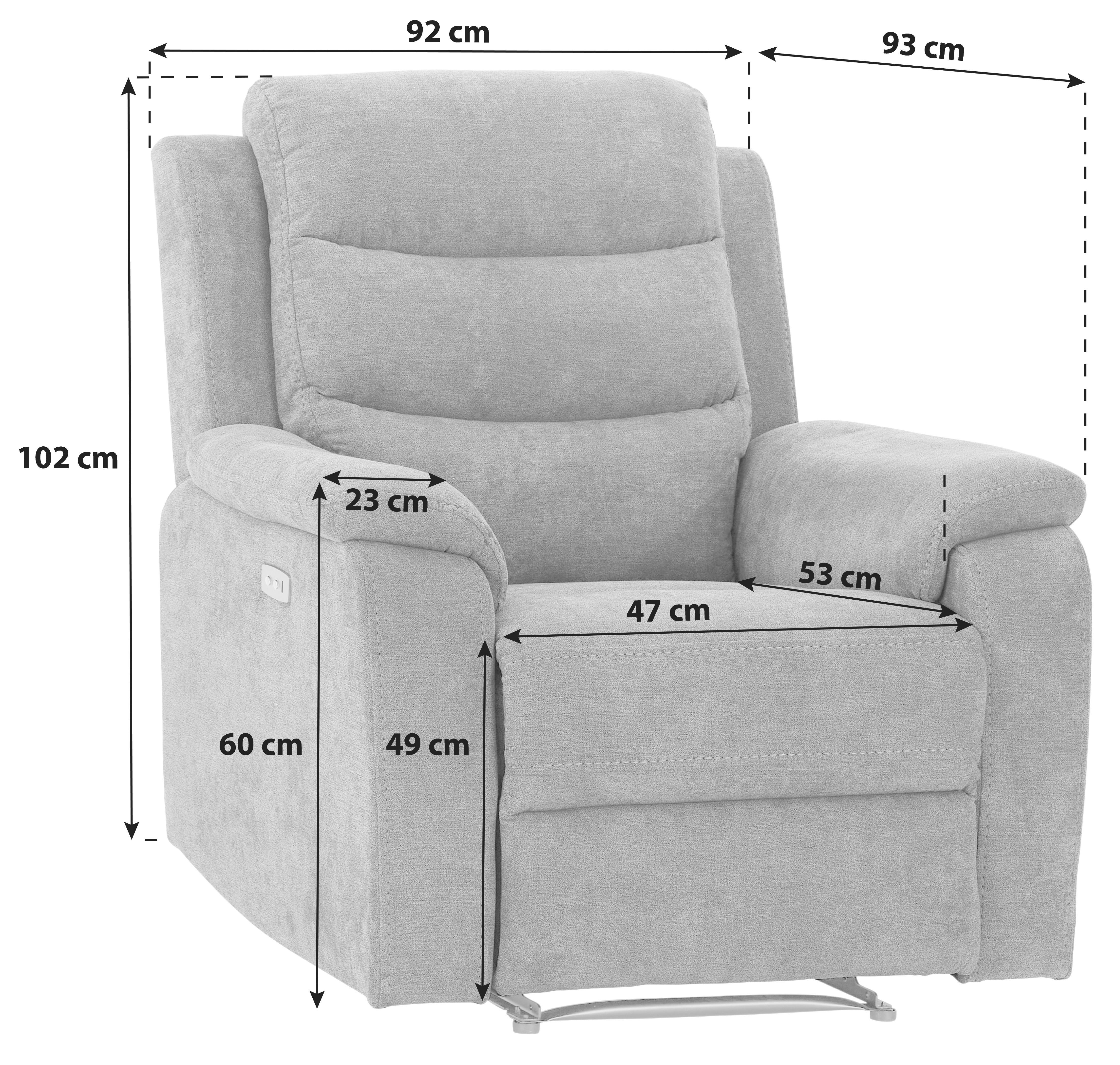 Fotel "manchester" Manchester - szürke, Konventionell, textil (92/102/93cm) - Ondega