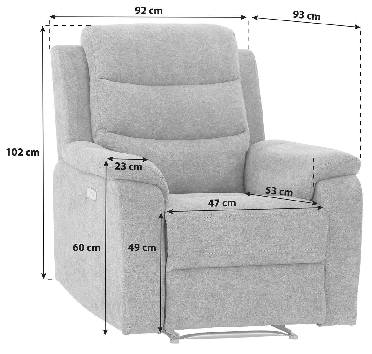 Relaxačné kreslo MANCHESTER, sivá - čierna/sivá, Konventionell, textil/plast (92/102/93cm) - Based
