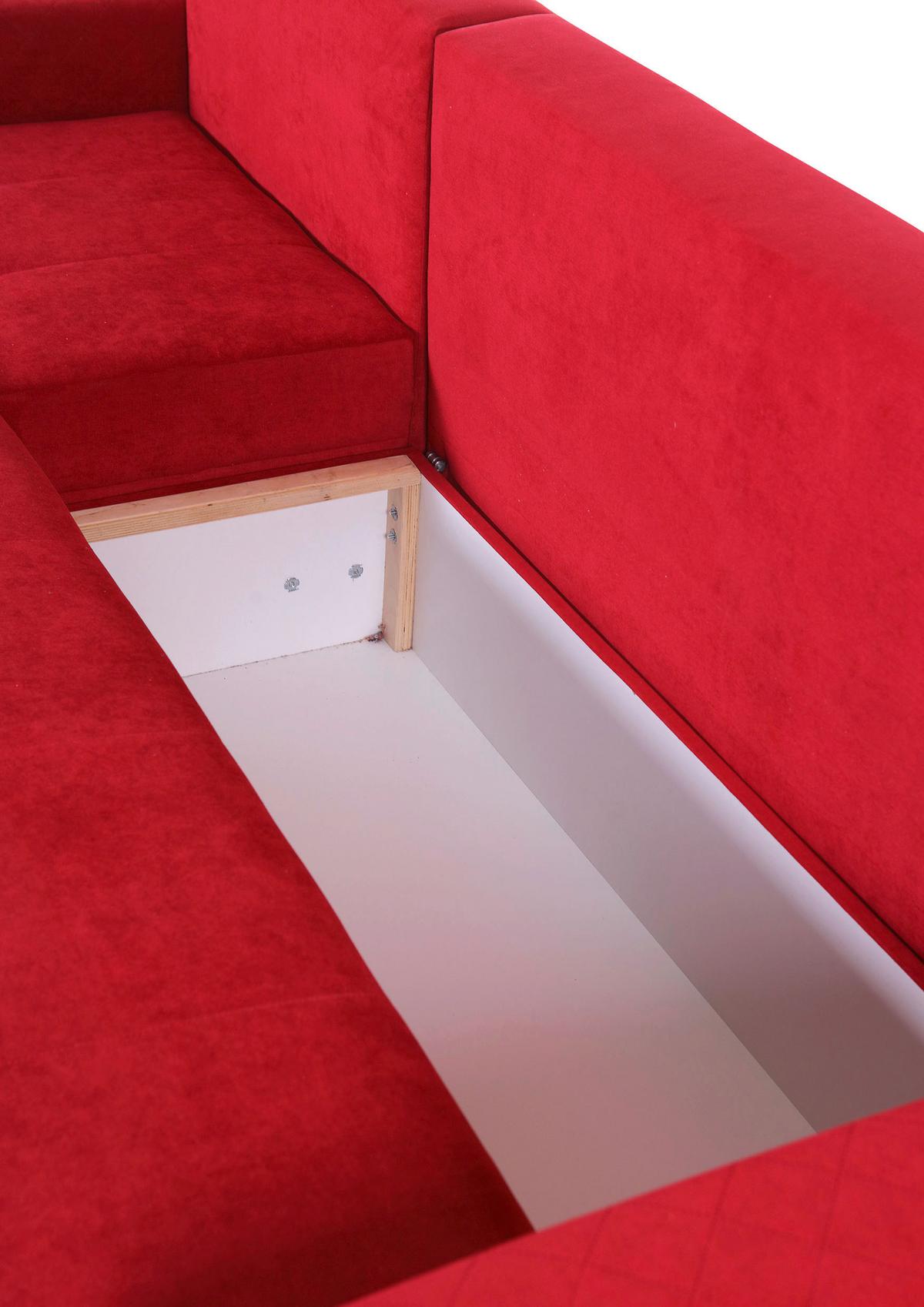 Ecksofa Barkley - Rot/Schwarz, KONVENTIONELL, Textil (176/243cm) - MID.YOU