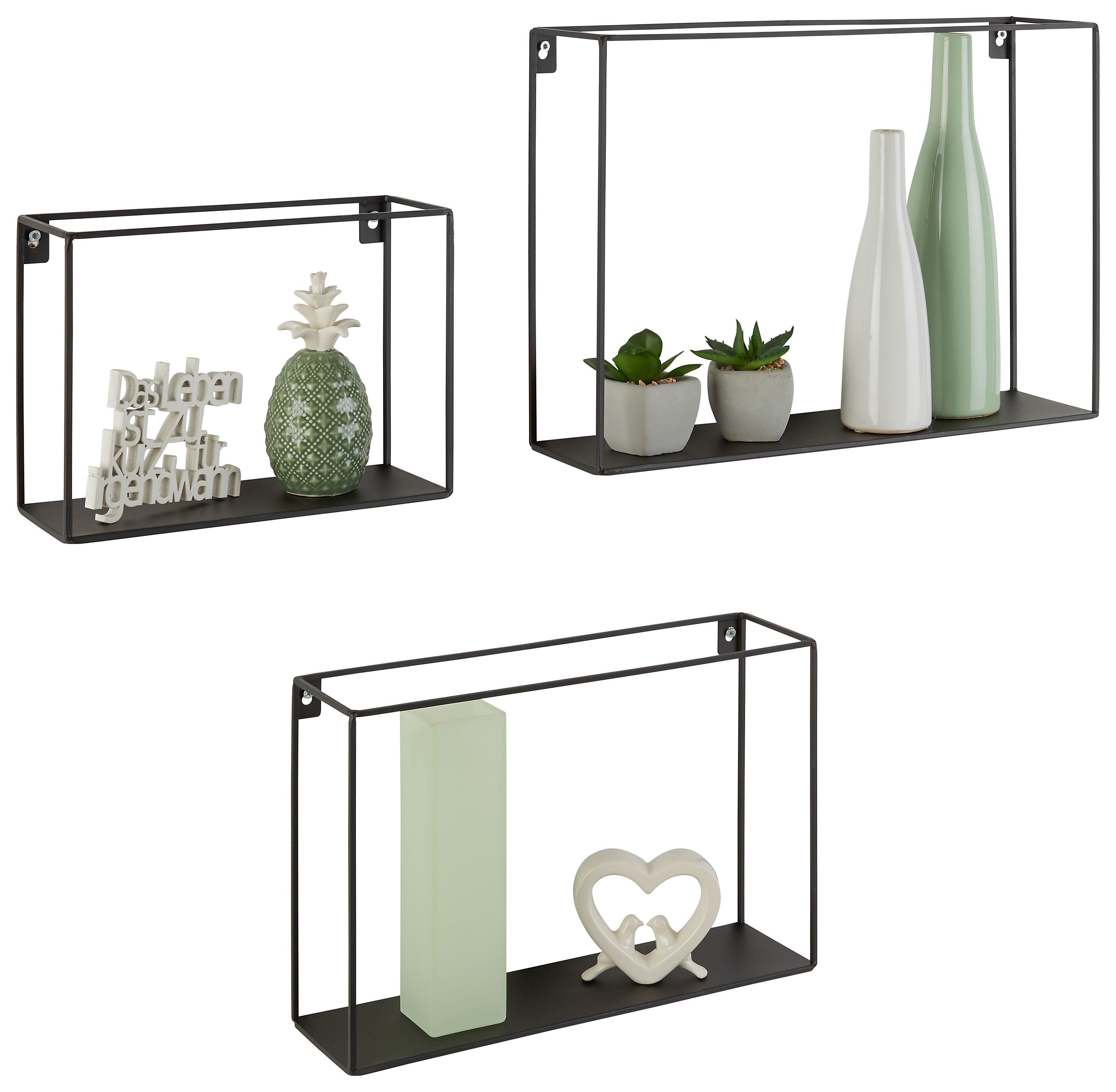 SADA NÁSTENNÝCH POLÍC MILA - čierna, Modern, kov (40/35/25/28/24/18/10cm) - Mömax