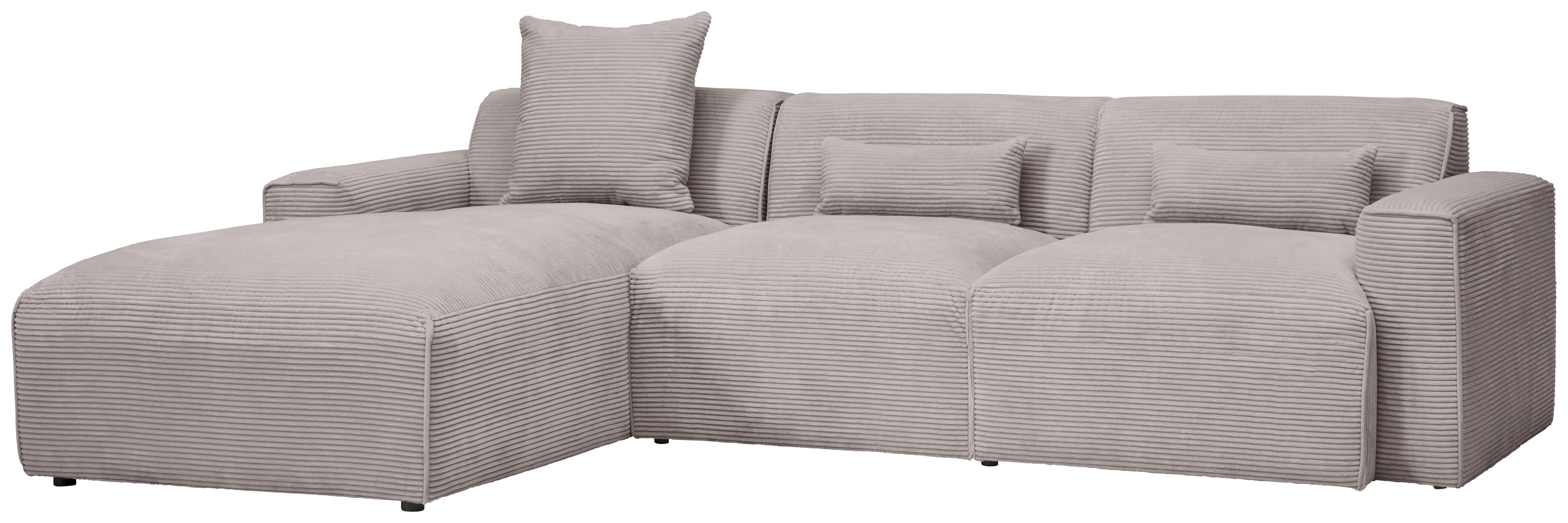Ecksofa mit Zierkissen Pearl Taupe 196x303 cm - Taupe/Schwarz, Design, Textil (196/303cm) - Livetastic