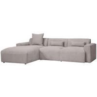Ecksofa Mit Zierkissen Pearl Taupe 196x303 Cm - Taupe/Schwarz, Design, Textil (196/303cm) - Livetastic