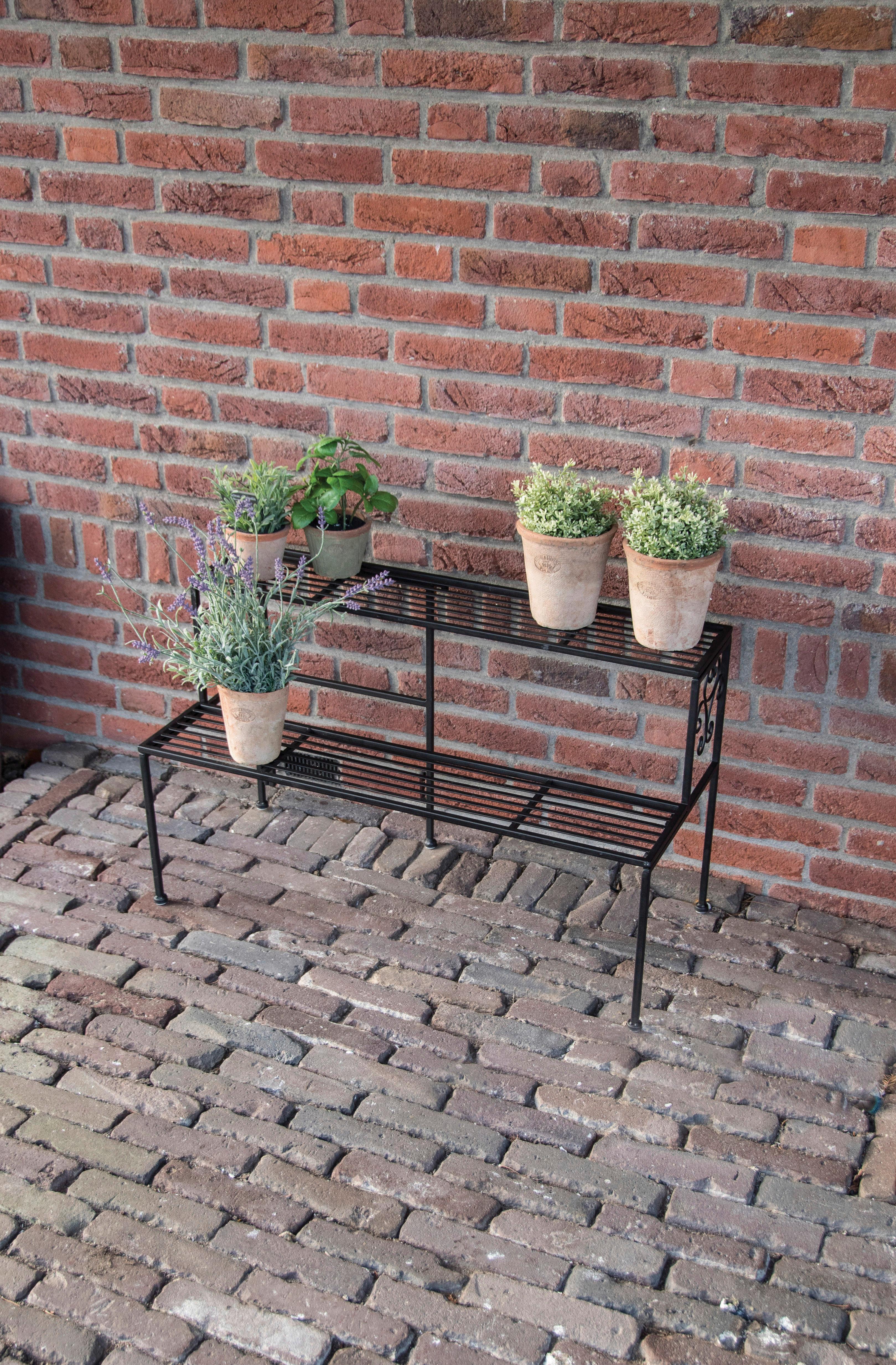 Blumentisch BPH102 - Schwarz, Basics, Metall (80/35/48cm)