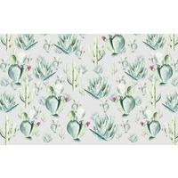 Vliestapete Cactus Grey - Grau/Grün, Basics (400/250cm) - Komar