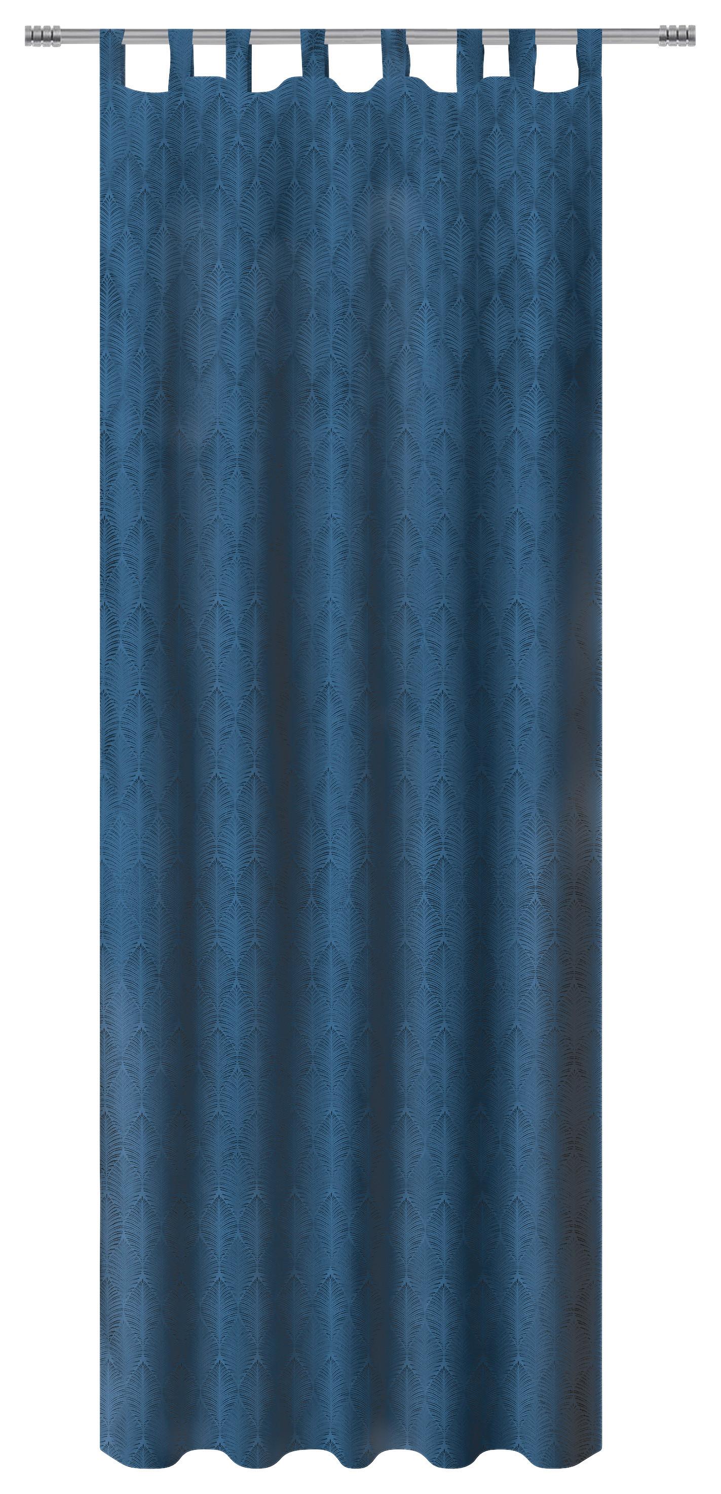 Vorhang Mit Schlaufen Und Band Naomi 140x255 Cm Blau - Blau, MODERN, Textil (140/255cm) - Luca Bessoni