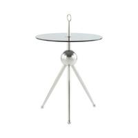 Beistelltisch Mit Glasplatte Rund Ontario, Grau/silber - Silberfarben/Grau, MODERN, Glas/Metall (46/46/52cm) - Kayoom