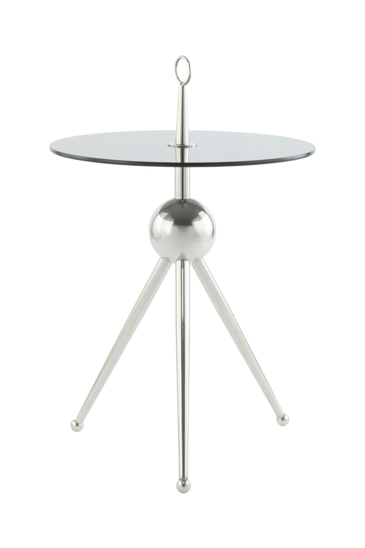 Beistelltisch Mit Glasplatte Rund Ontario, Grau/silber - Silberfarben/Grau, MODERN, Glas/Metall (46/46/52cm) - Kayoom